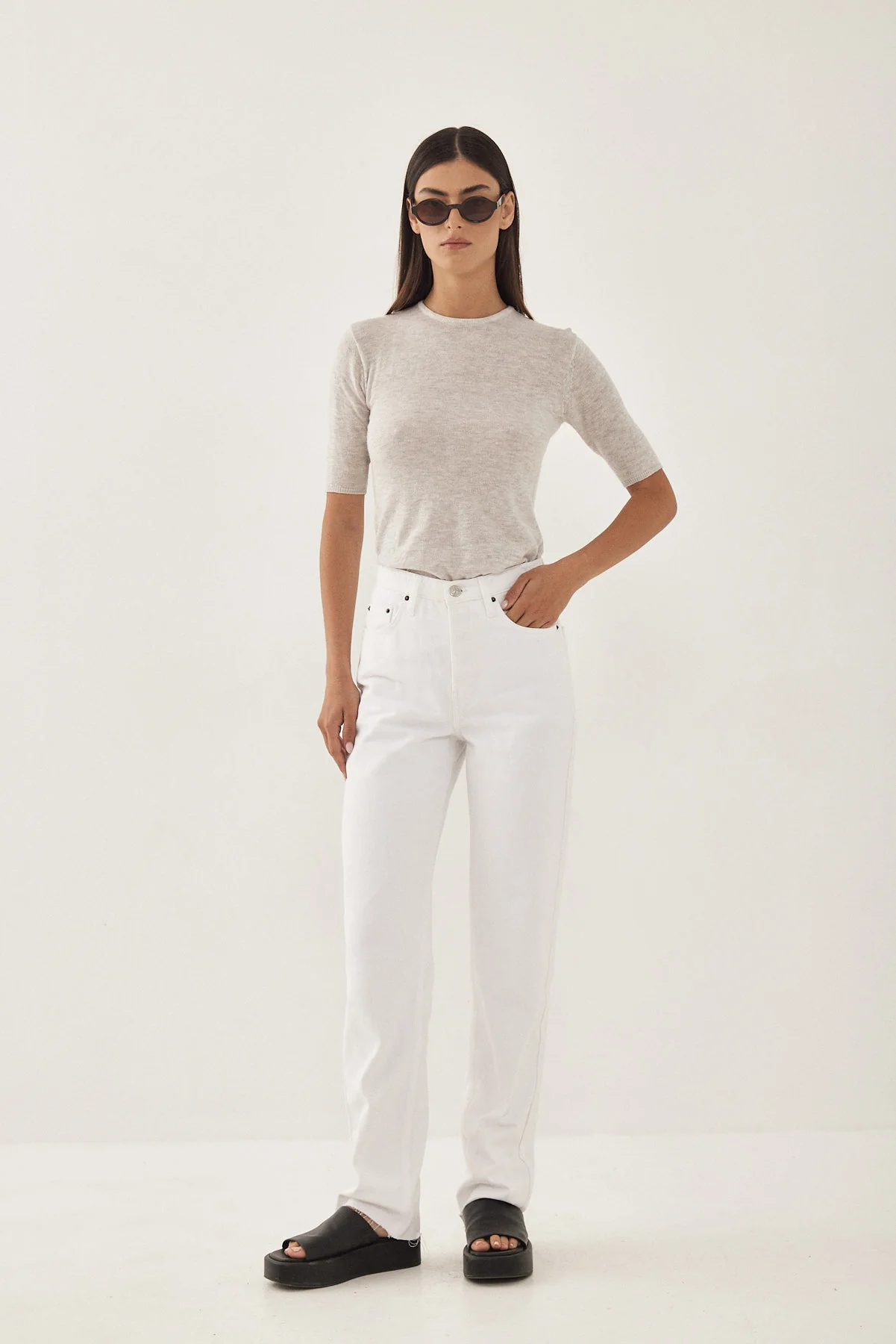 Knitted  Mid Sleeve T Shirt - Image 2