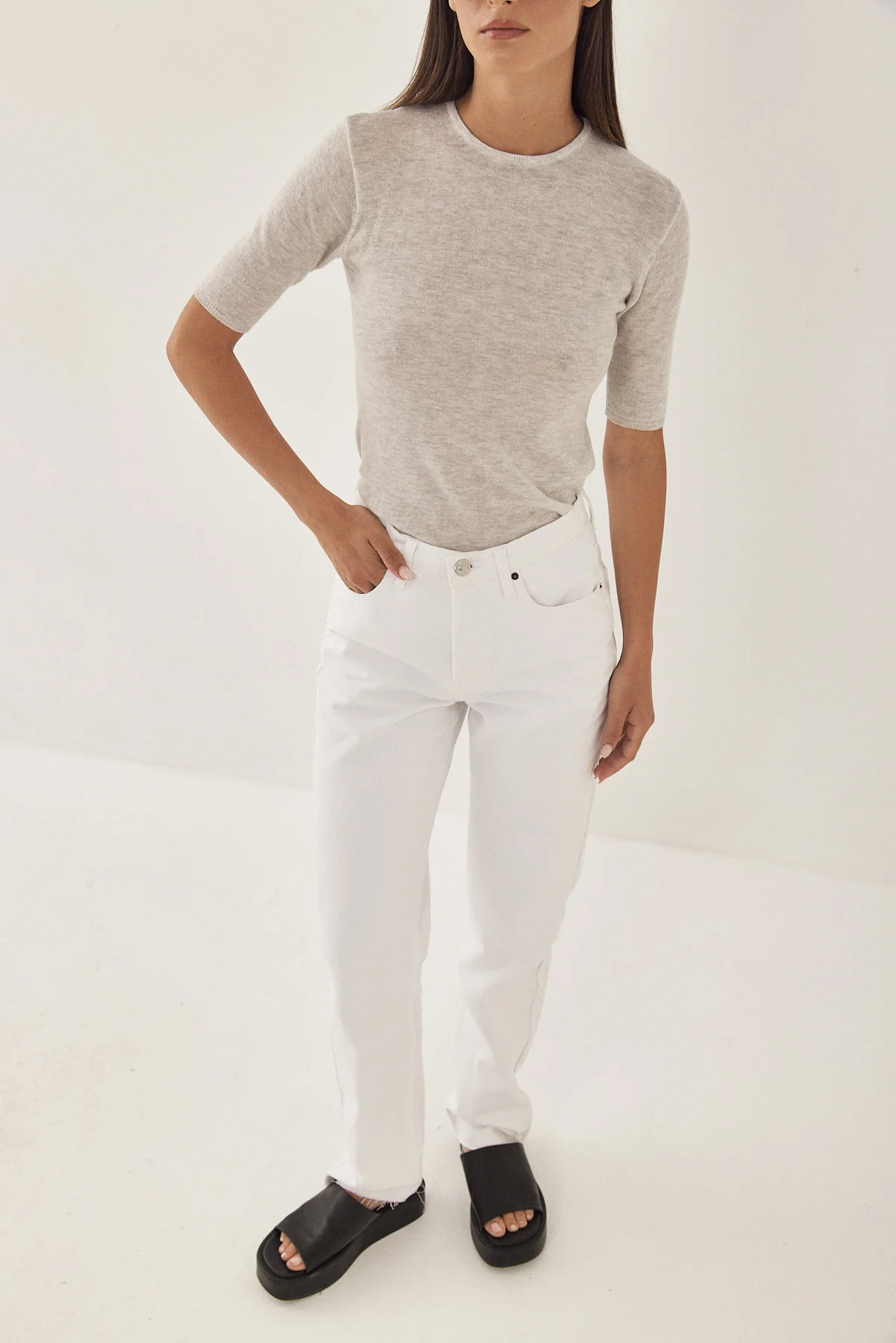Knitted  Mid Sleeve T Shirt - Image 3