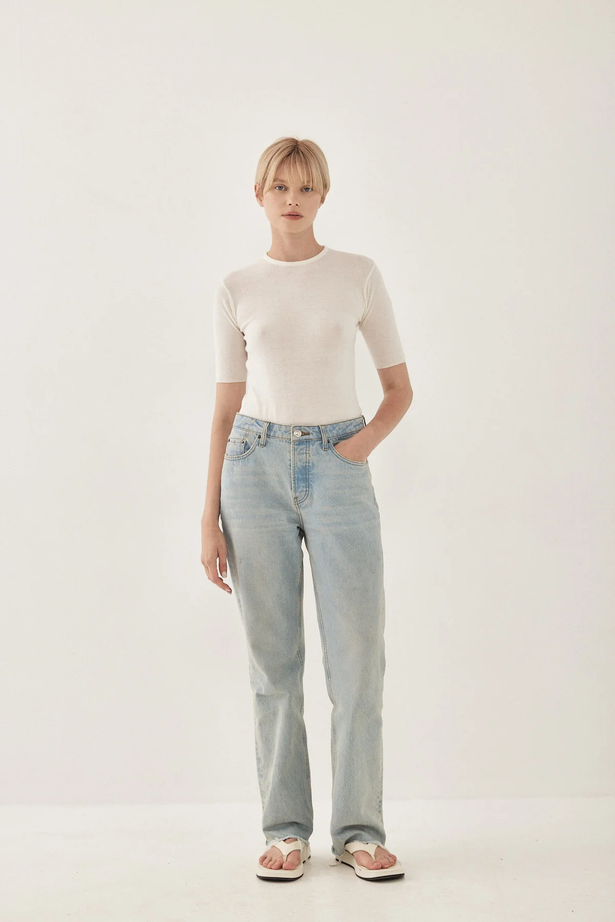 Knitted  Mid Sleeve T Shirt - Image 2