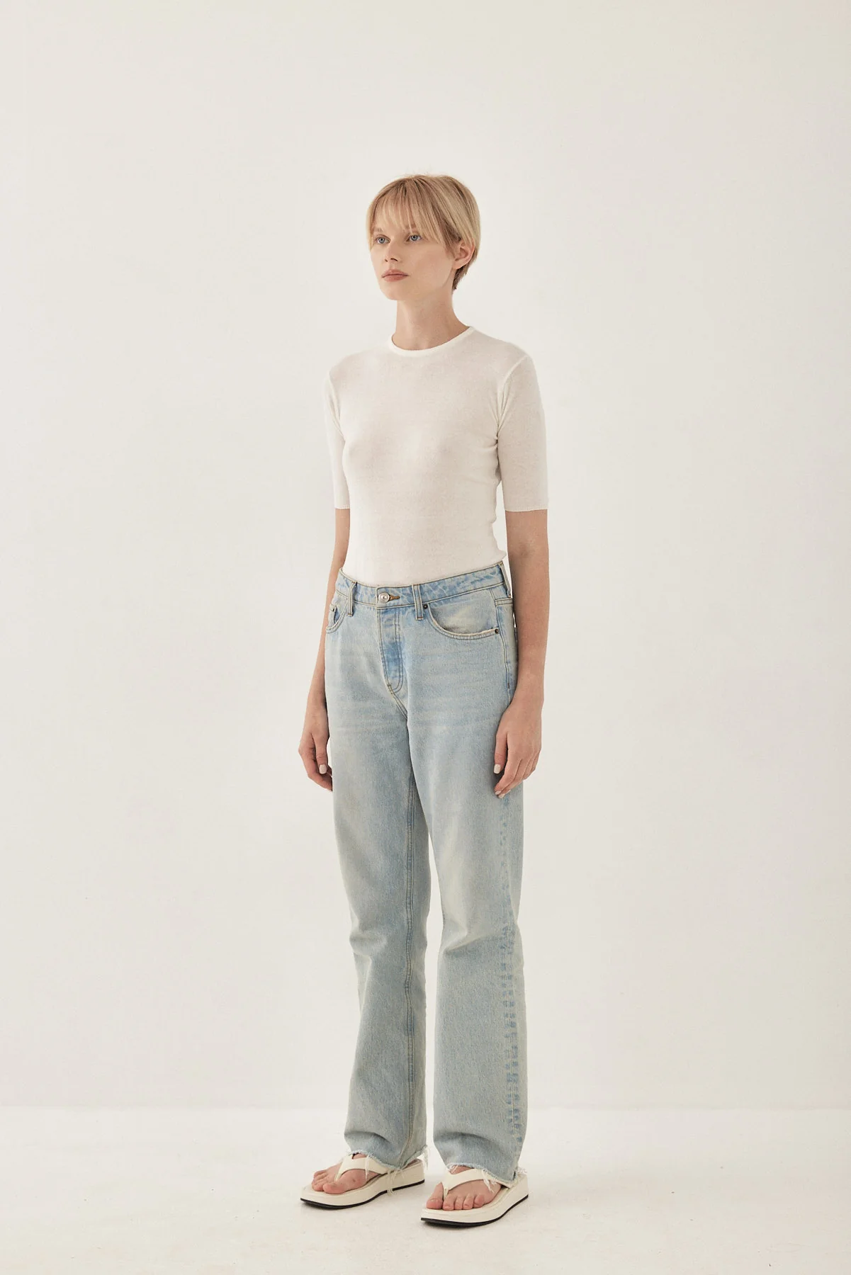 Knitted  Mid Sleeve T Shirt - Image 4