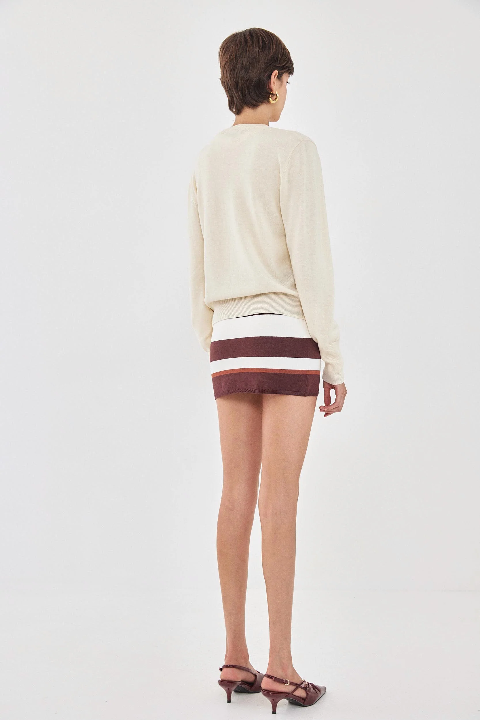 Knitted Striped Mini Skirt - Image 5