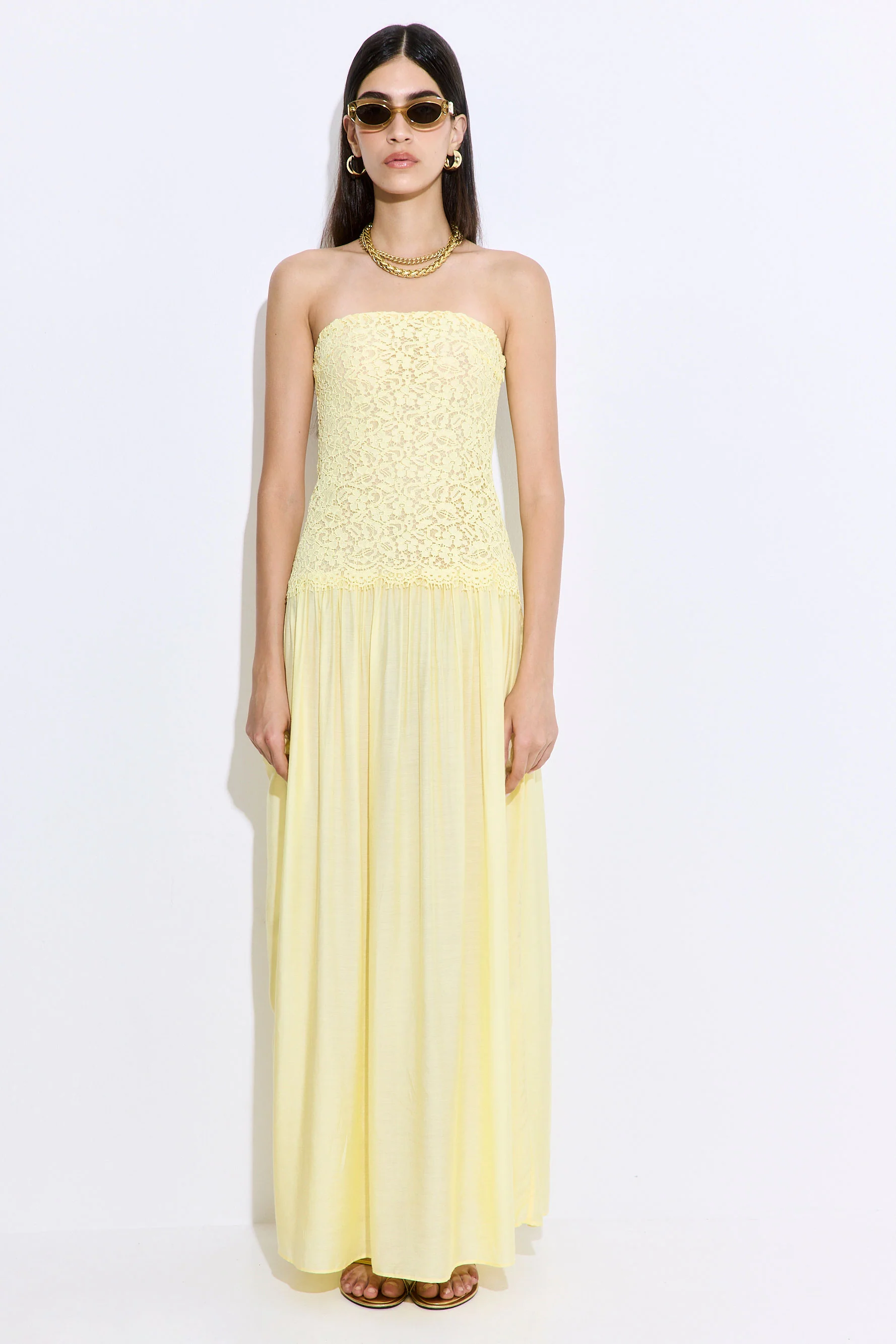 Lace Drop Waist Maxi Dress