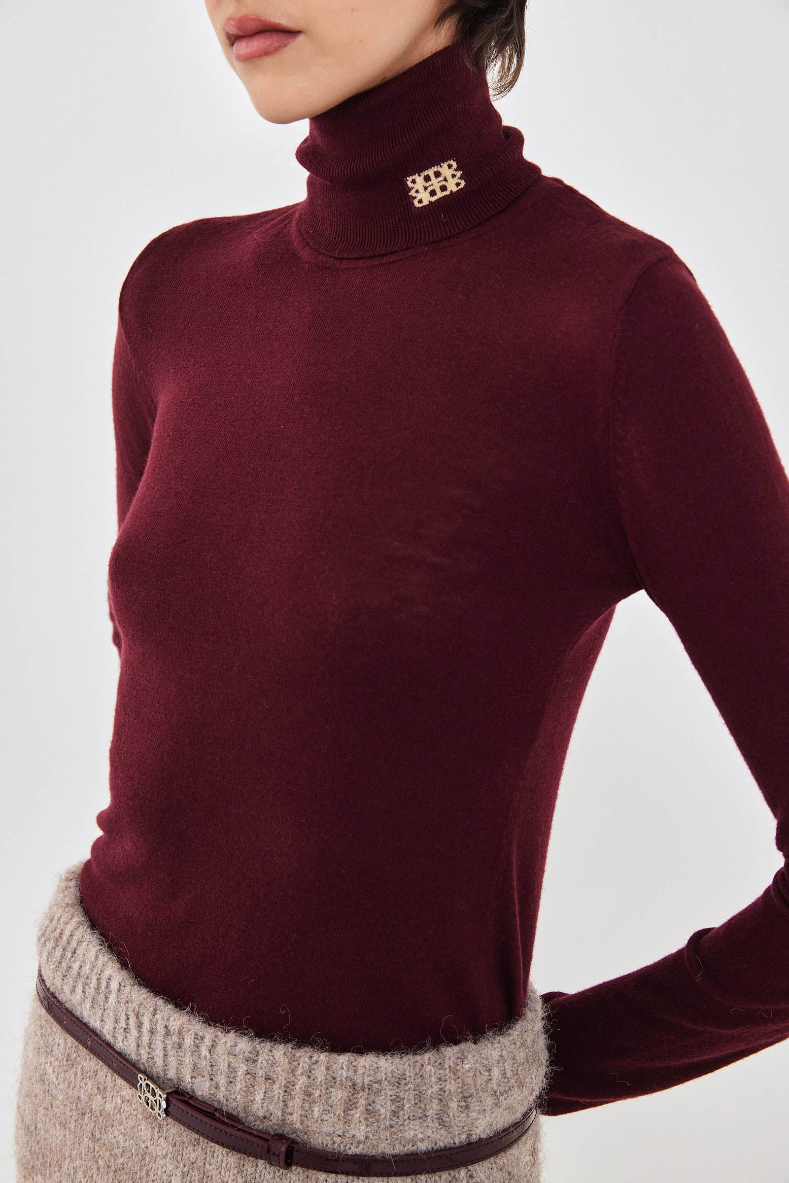 Lightweight Knitted Turtleneck Logo Top - Image 6