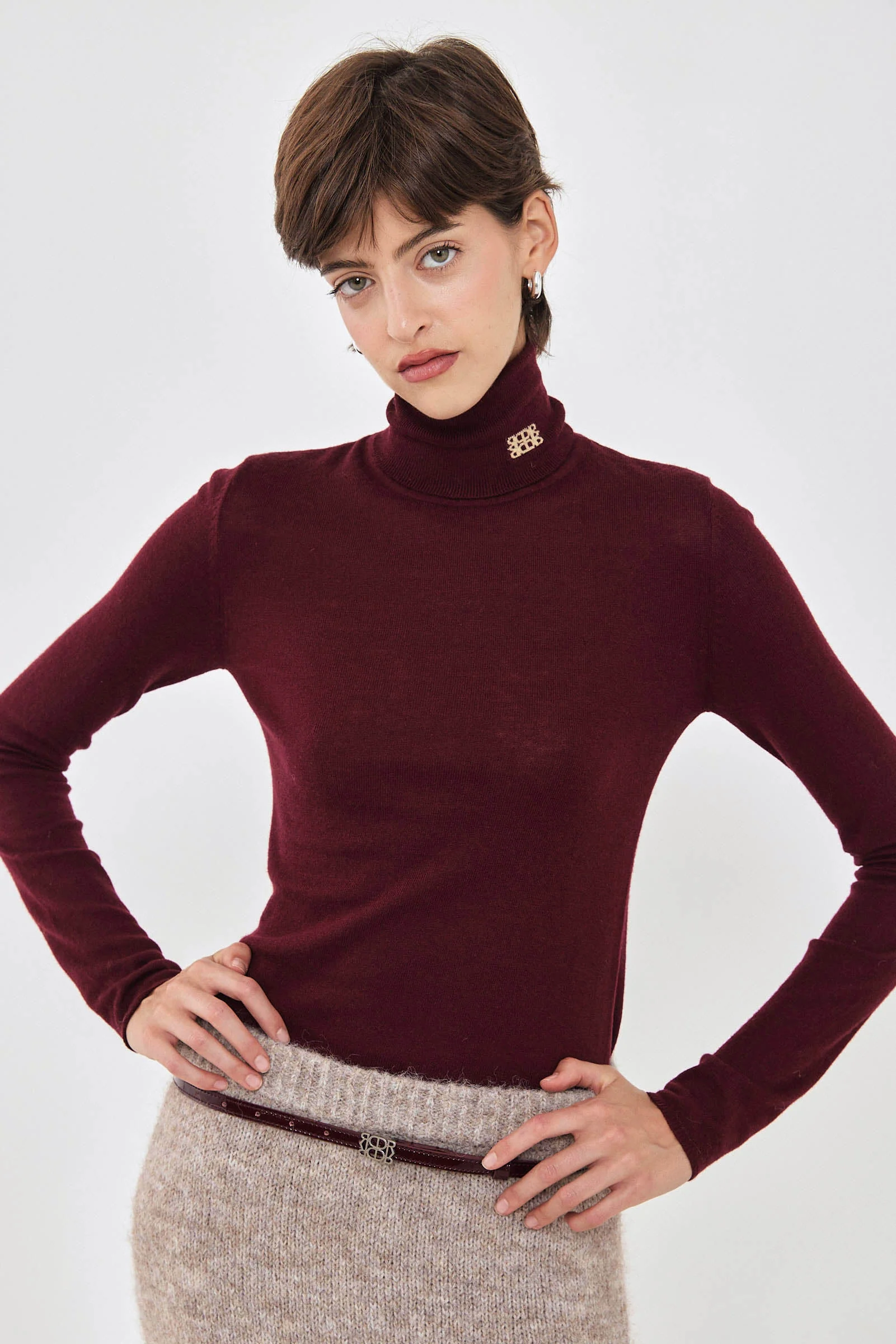 Lightweight Knitted Turtleneck Logo Top - Image 7