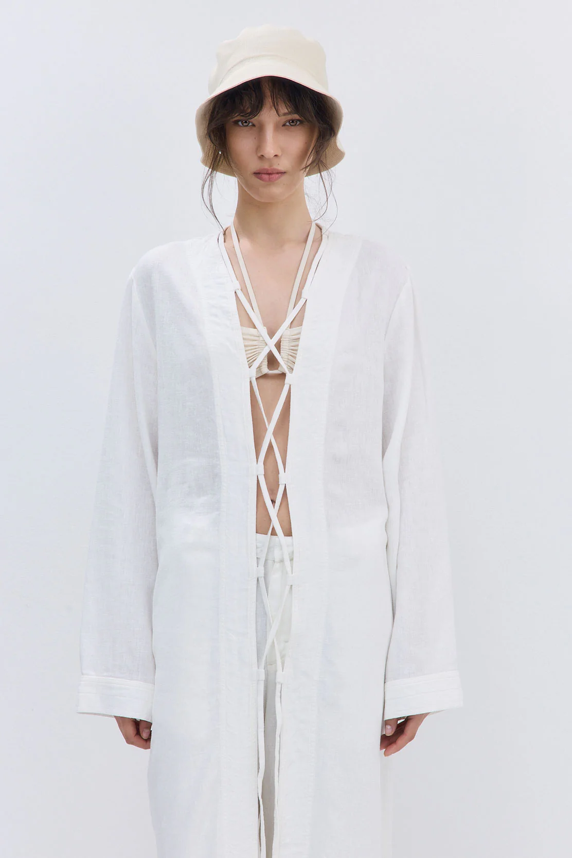 Linen String Tie Cover Up - Image 3
