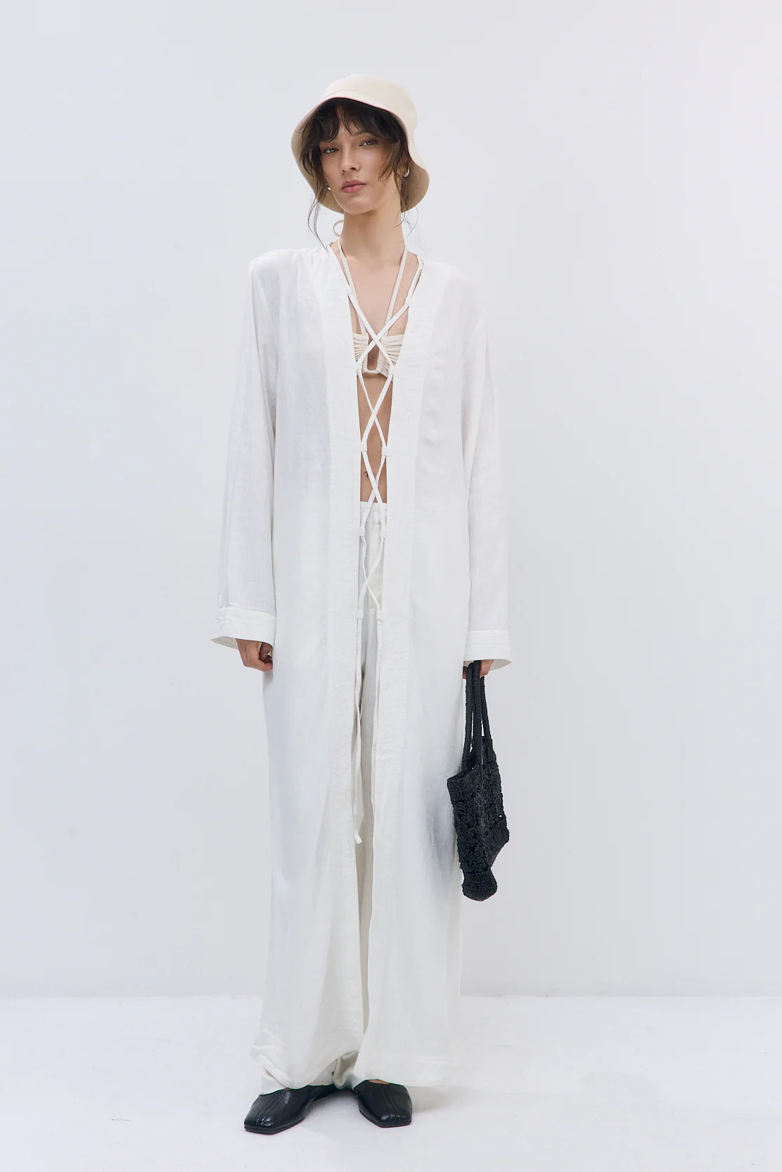 Linen String Tie Cover Up - Image 4