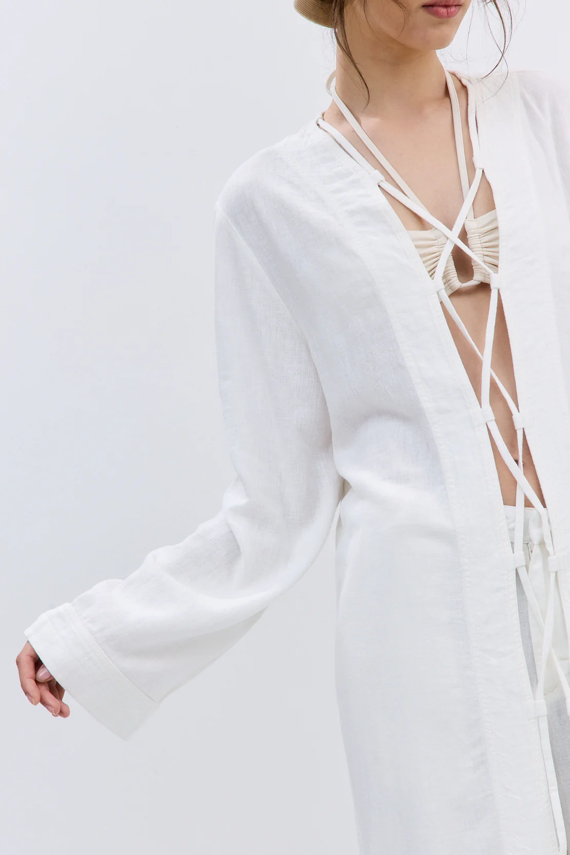 Linen String Tie Cover Up - Image 7
