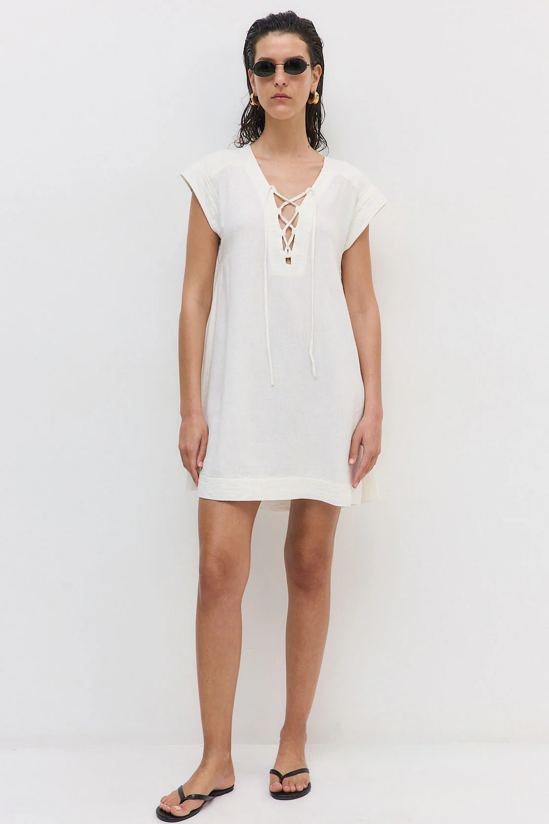 Linen String Tie Dress - Image 3