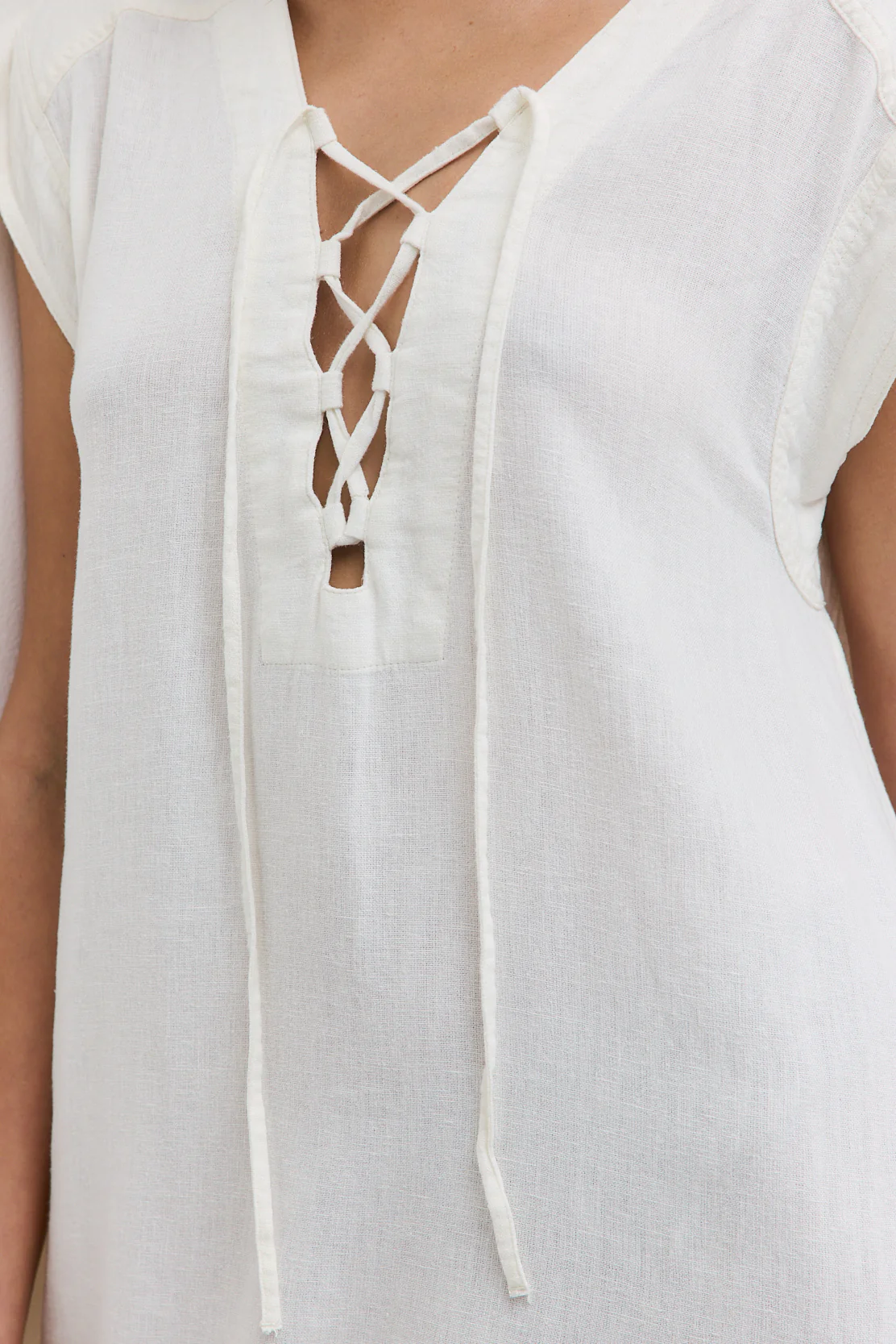 Linen String Tie Dress - Image 7