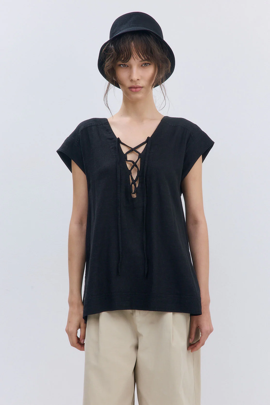 Linen String Tie Top - Image 2