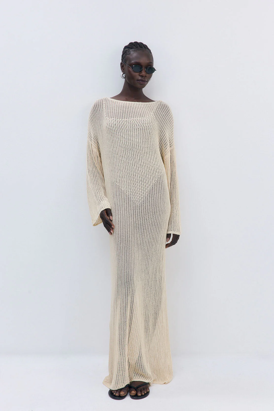 Long Sleeve Crochet Maxi Dress - Image 3