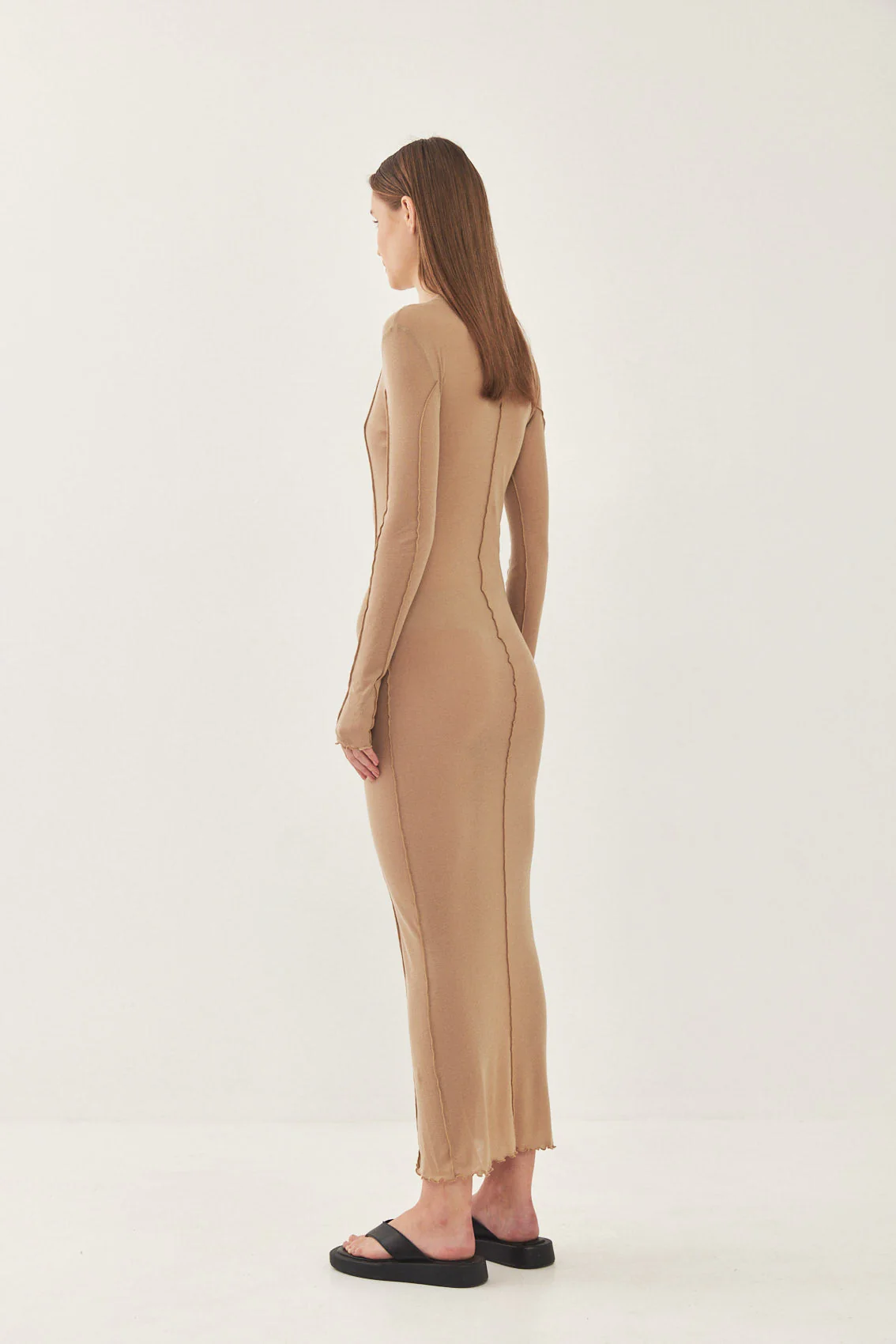 Long Sleeve Maxi Soft Curling Sheer Dress - Image 4
