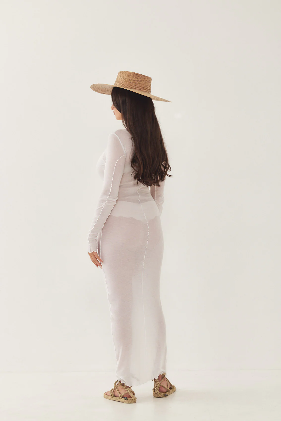 Long Sleeve Maxi Soft Curling Sheer Dress - Image 11