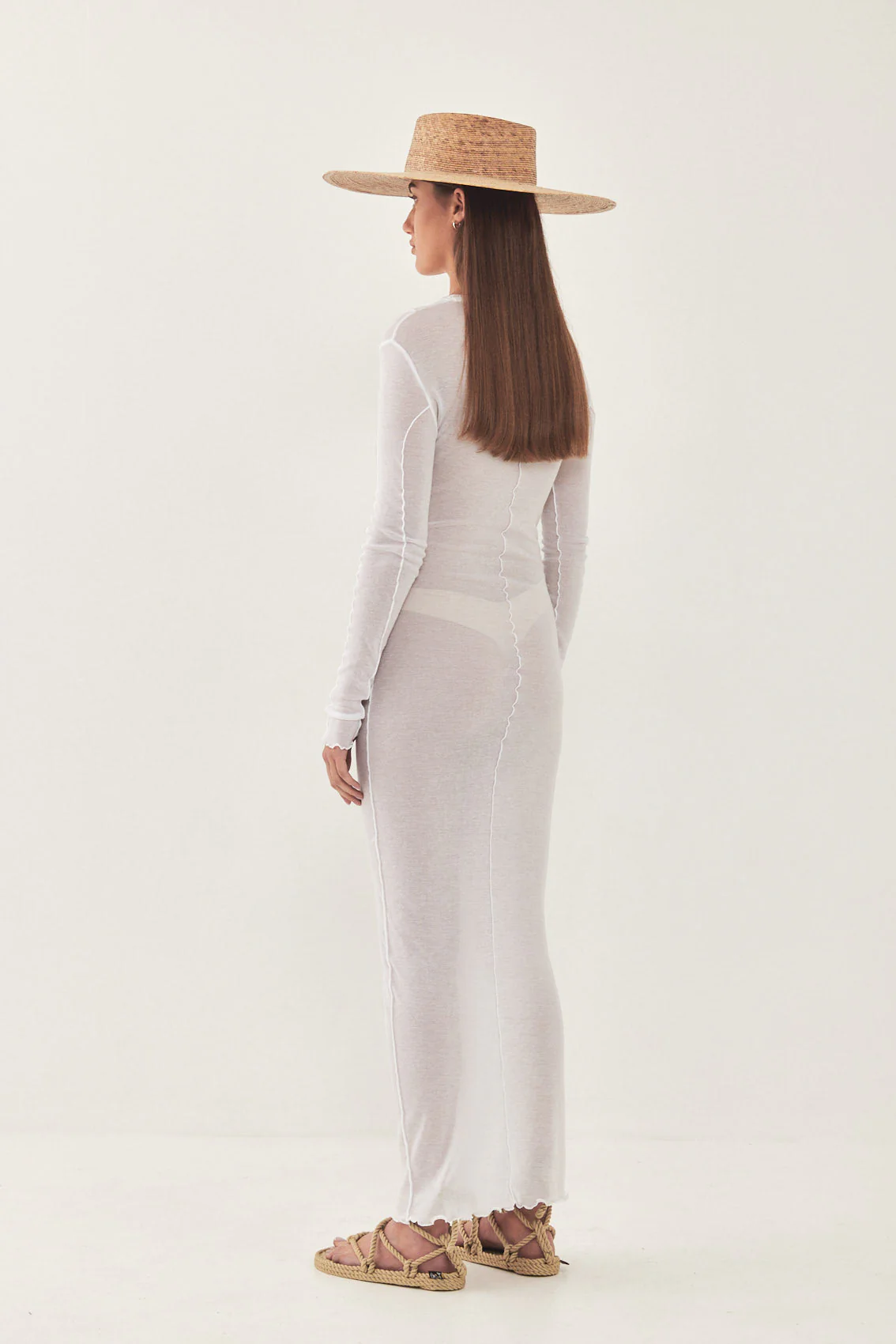 Long Sleeve Maxi Soft Curling Sheer Dress - Image 5