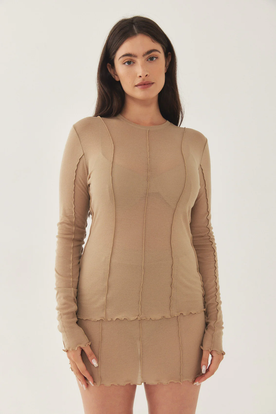 Long Sleeve Soft Curling Sheer Shirt - Image 7