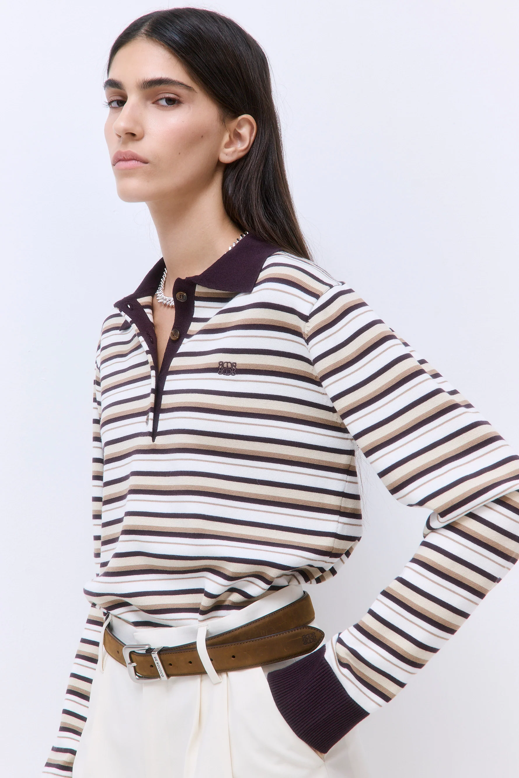 Long Sleeved Knitted Polo Shirt - Image 6