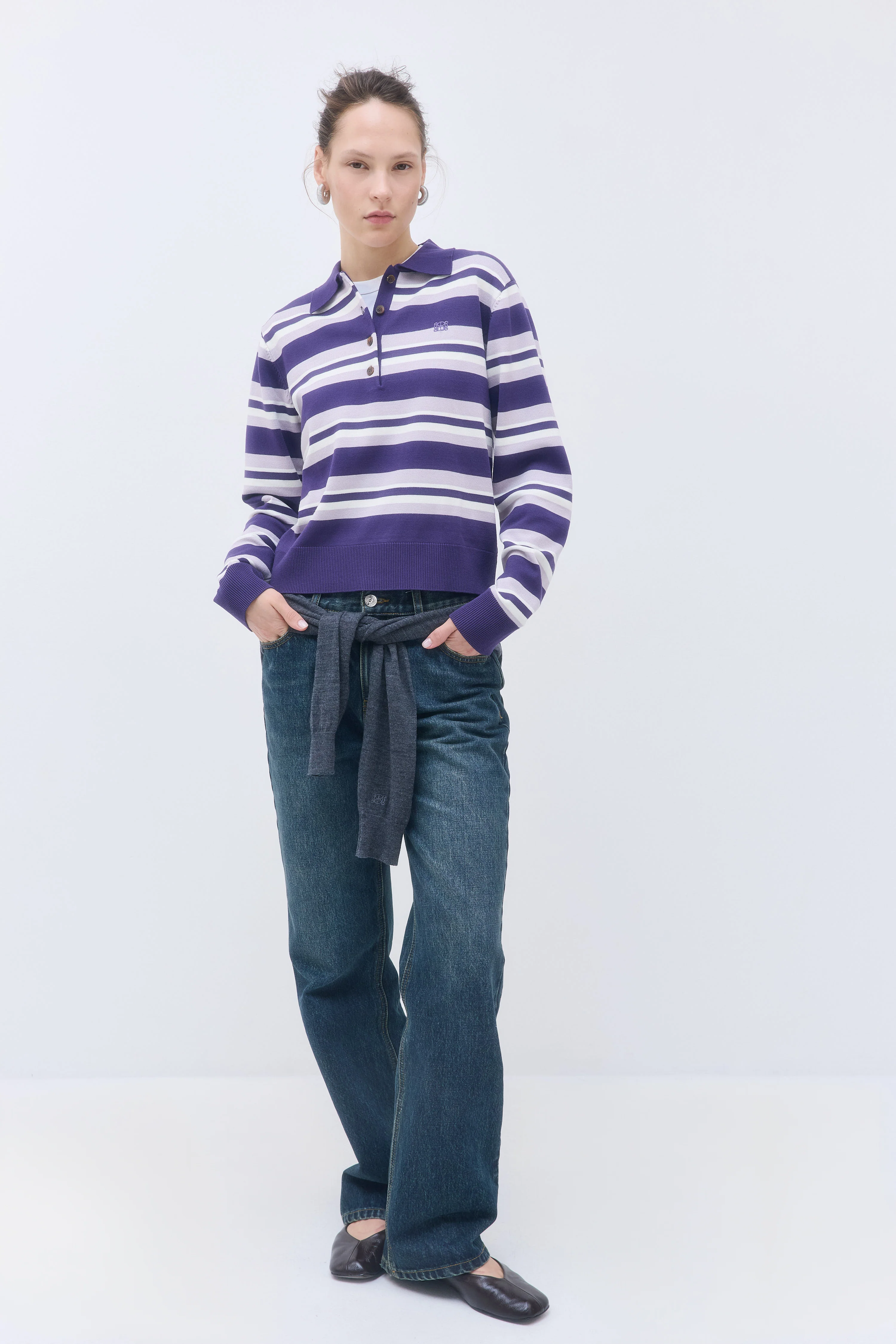Long Sleeved Knitted Polo Shirt - Image 2