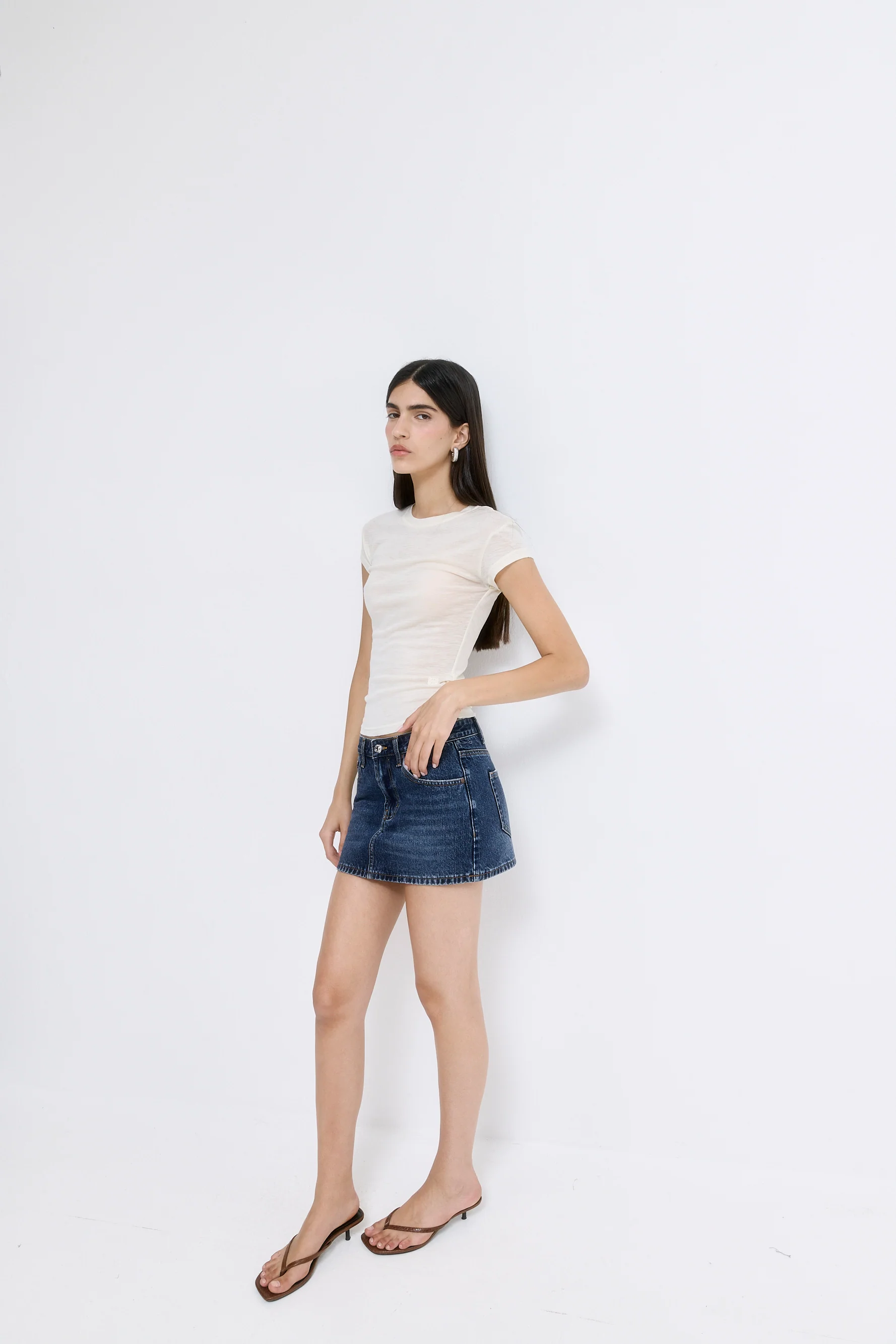 Low Rise Mini Denim Skirt - Image 3