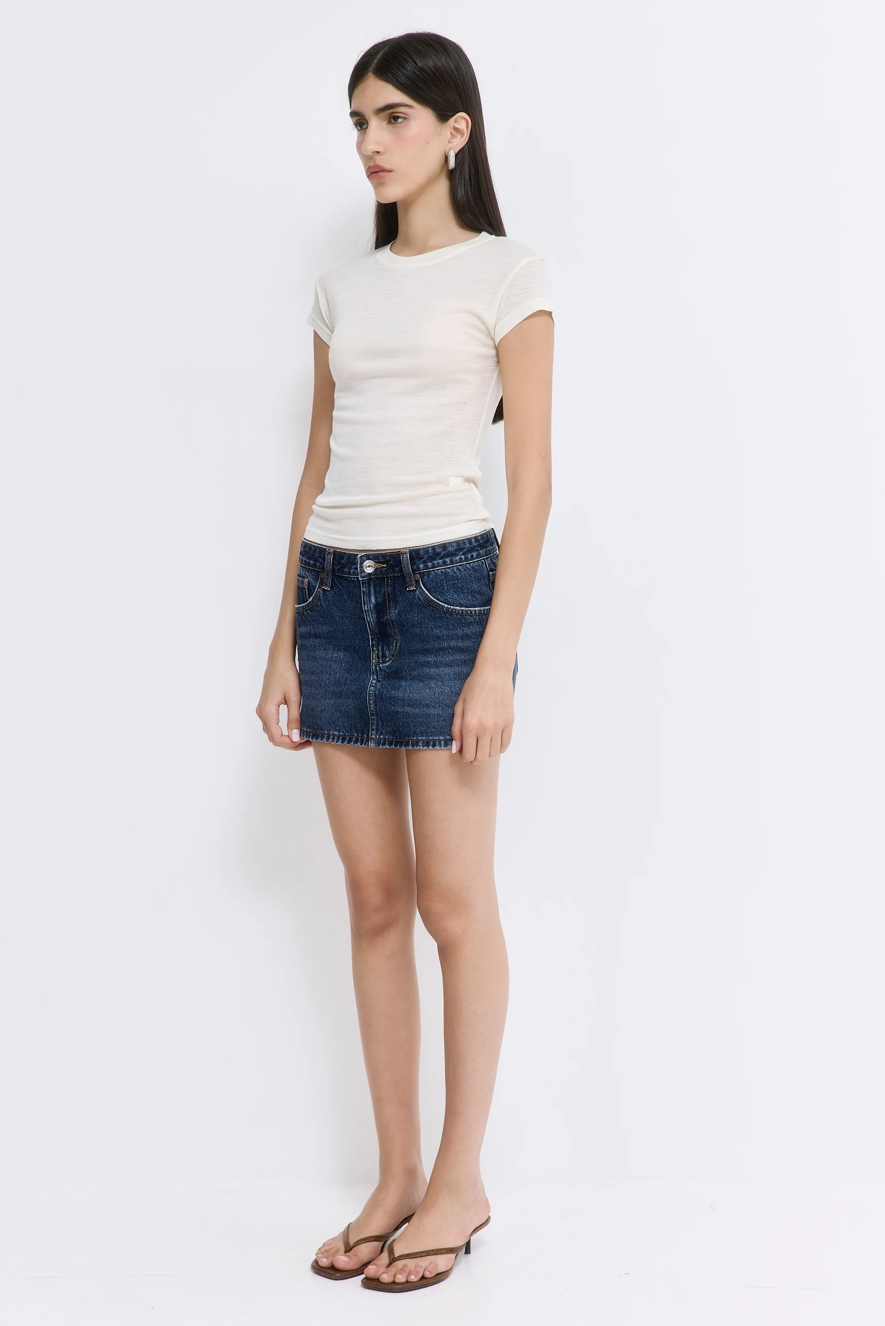 Low Rise Mini Denim Skirt - Image 4