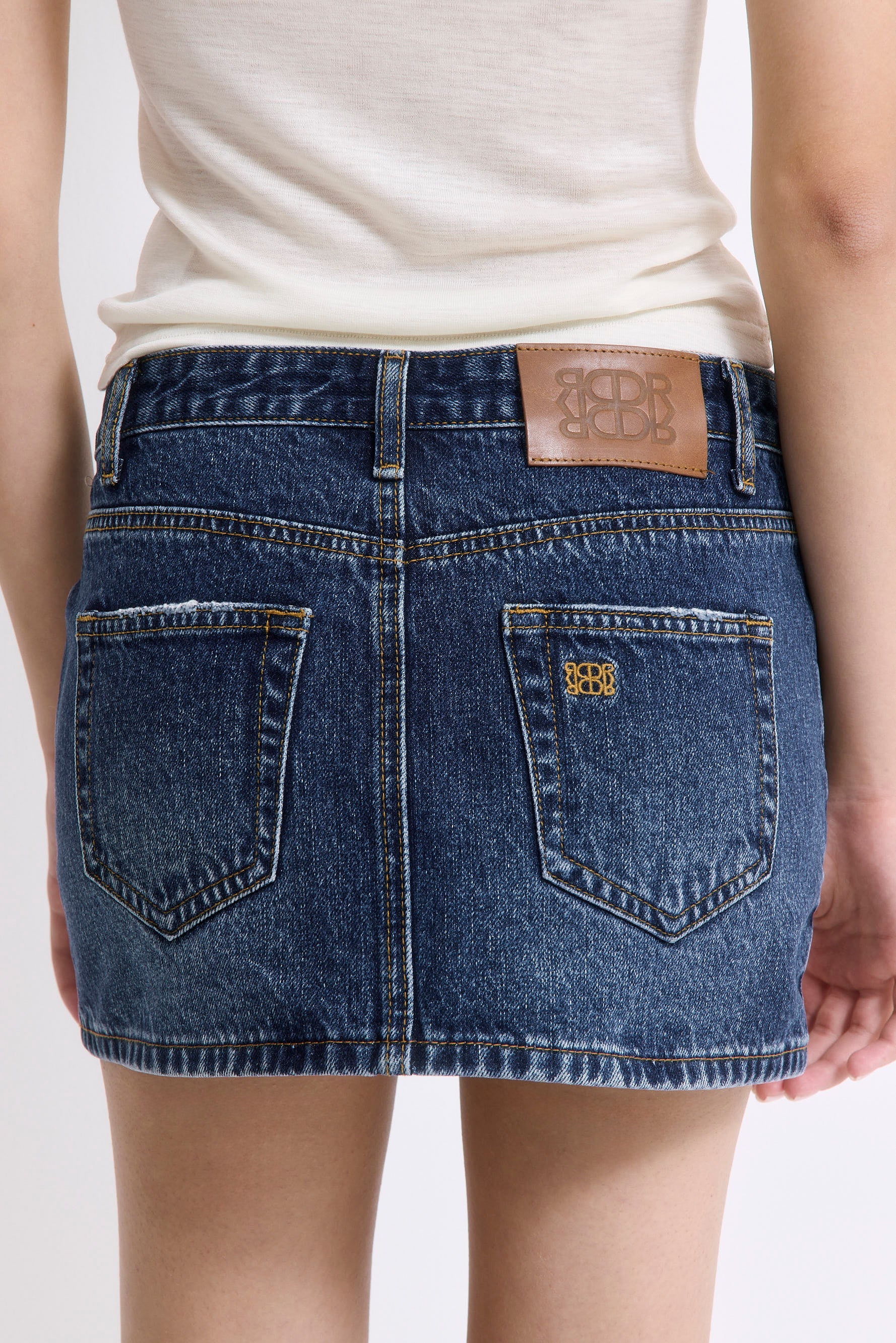 Low Rise Mini Denim Skirt - Image 7