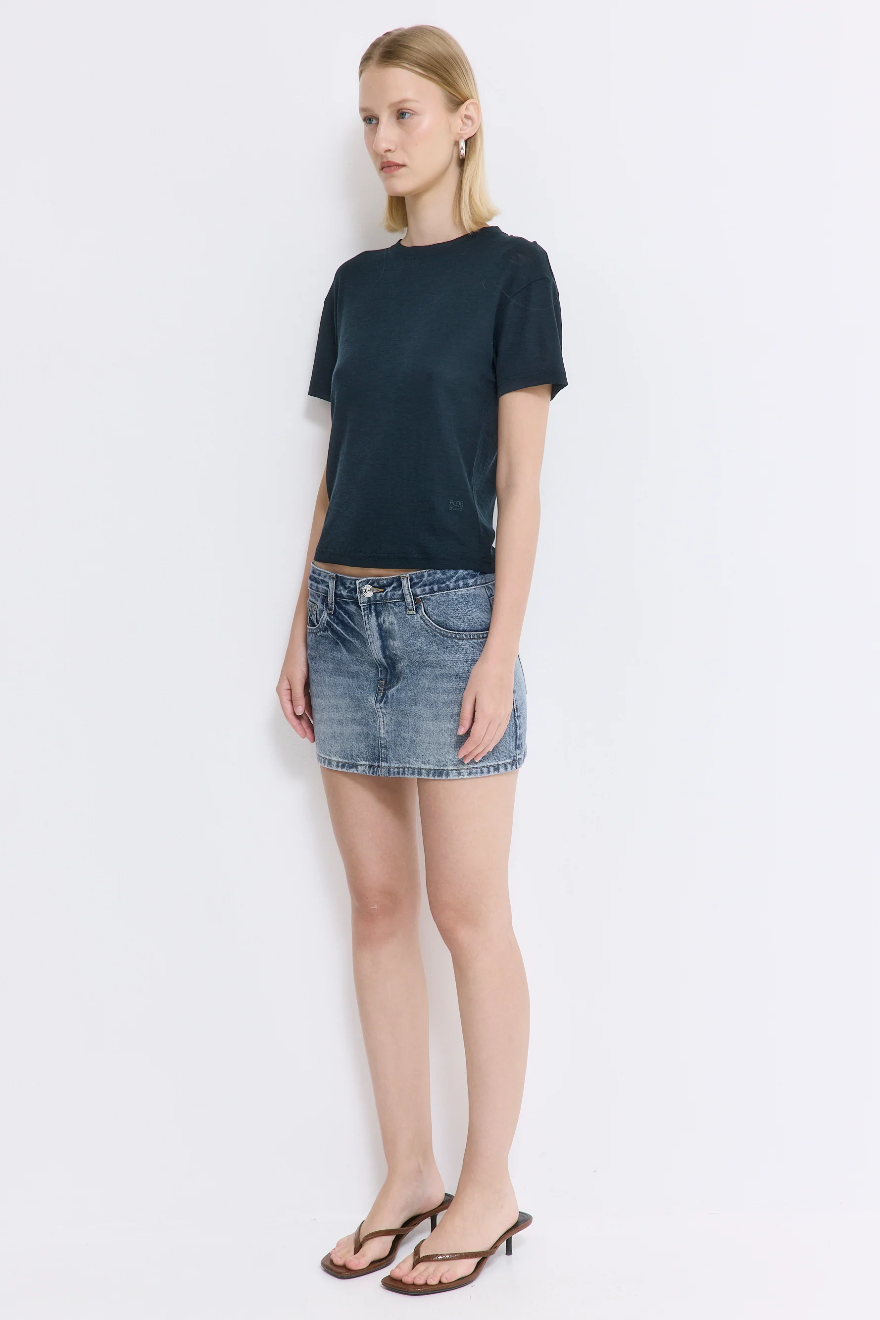 Low Rise Mini Denim Skirt - Image 4