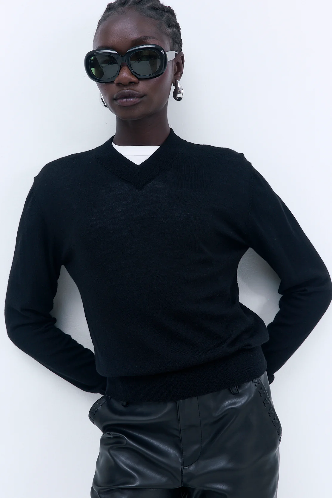 Merino Wool V Neck Sweater - Image 6