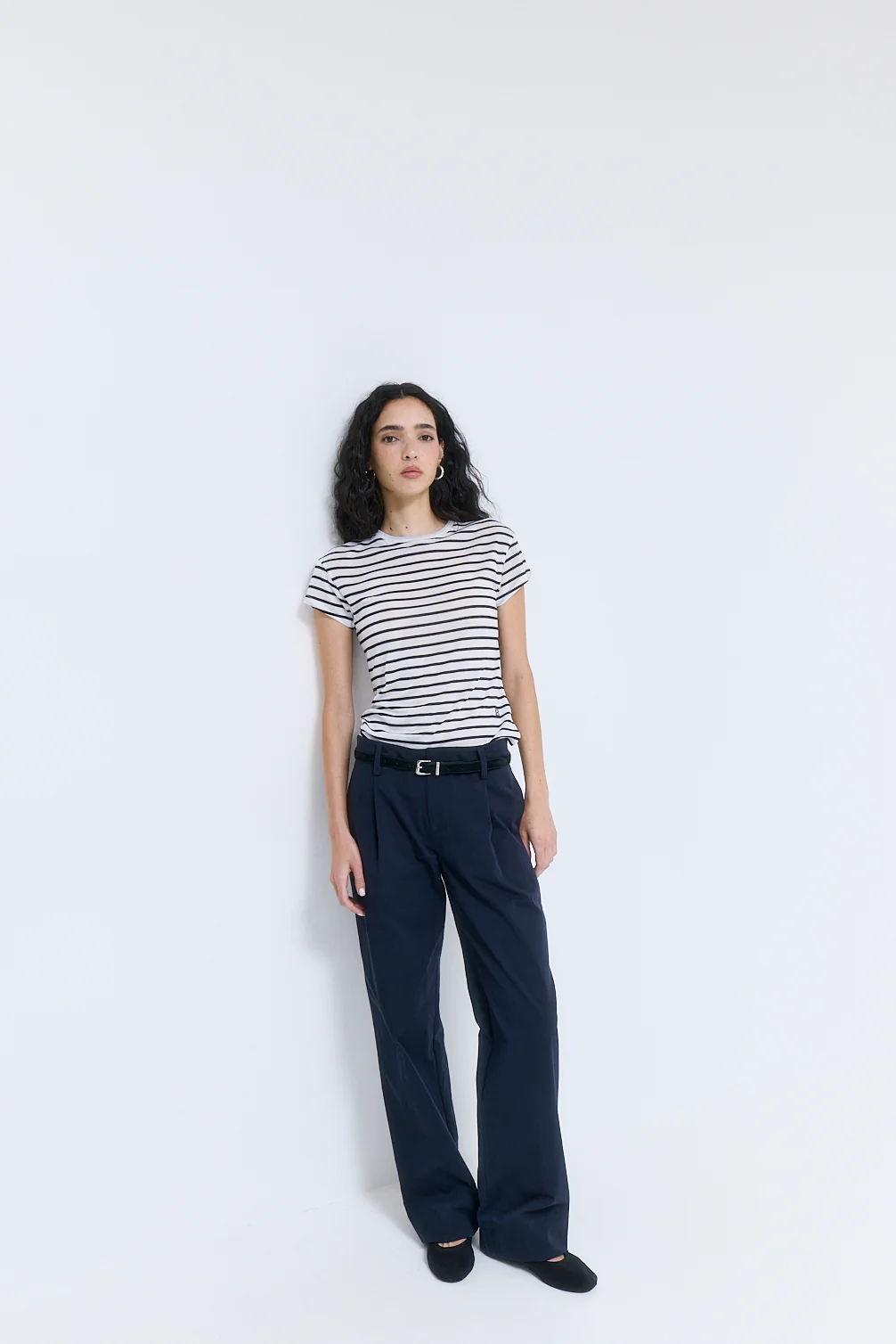 Mid Rise Cotton Pleat Pants - Image 3
