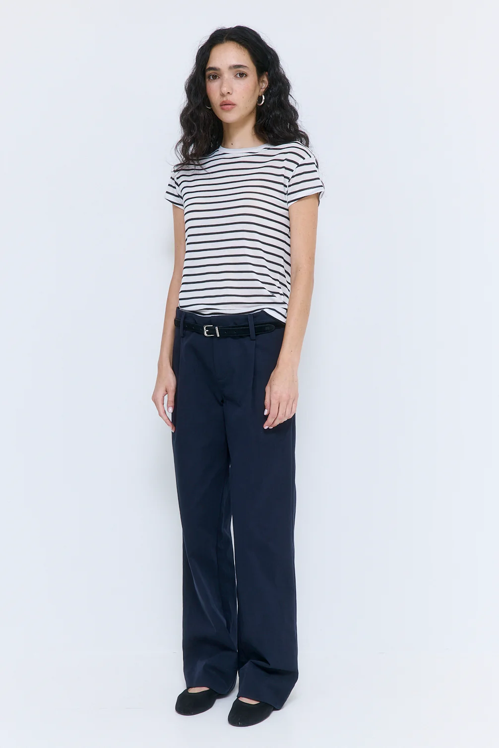 Mid Rise Cotton Pleat Pants - Image 4