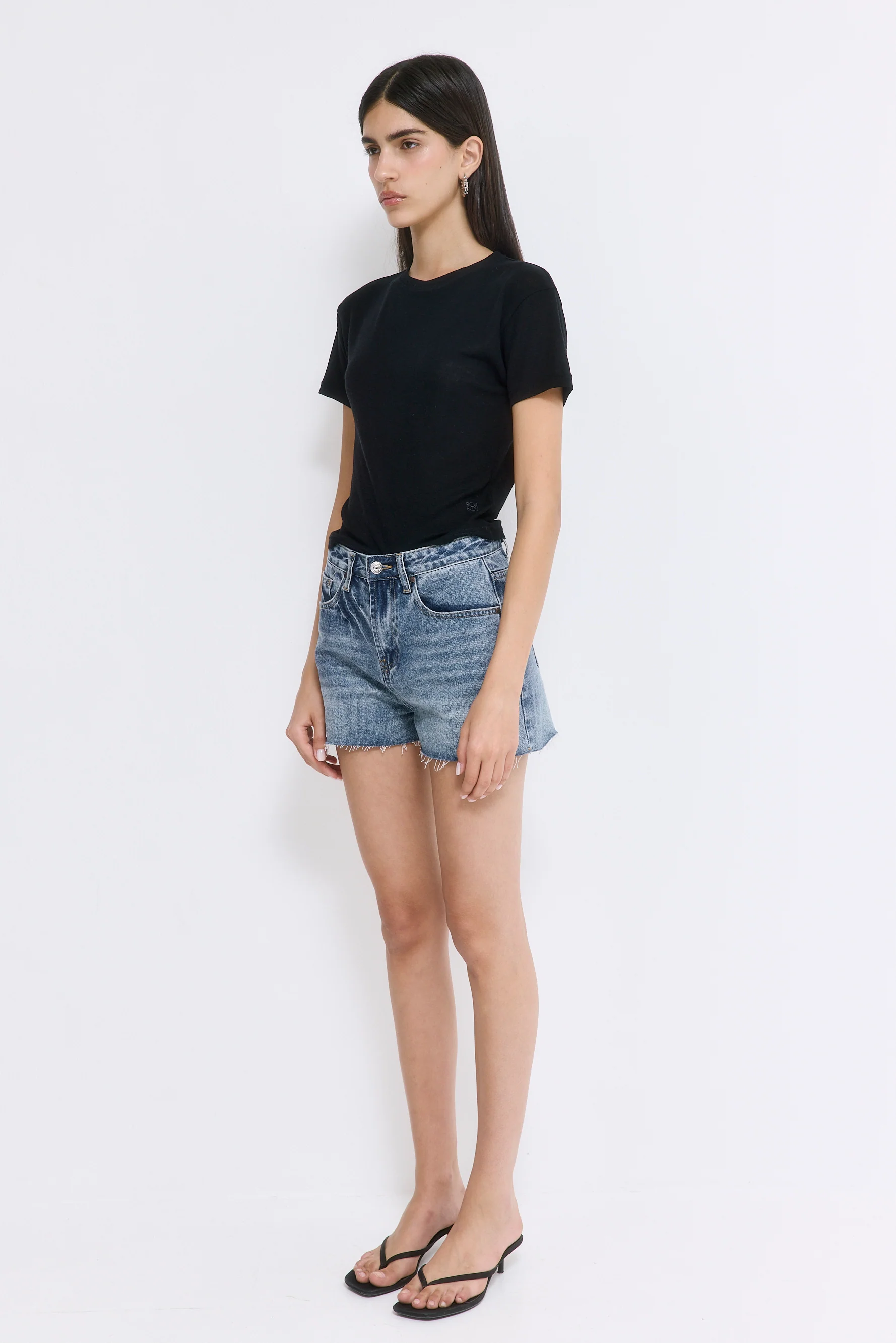 Mid Rise Denim Shorts - Image 3