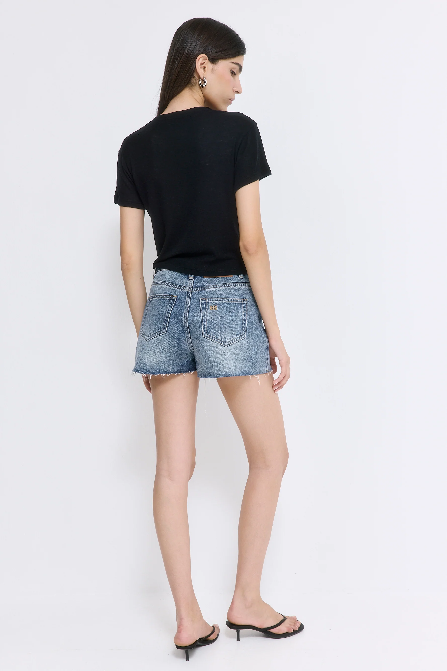 Mid Rise Denim Shorts - Image 4