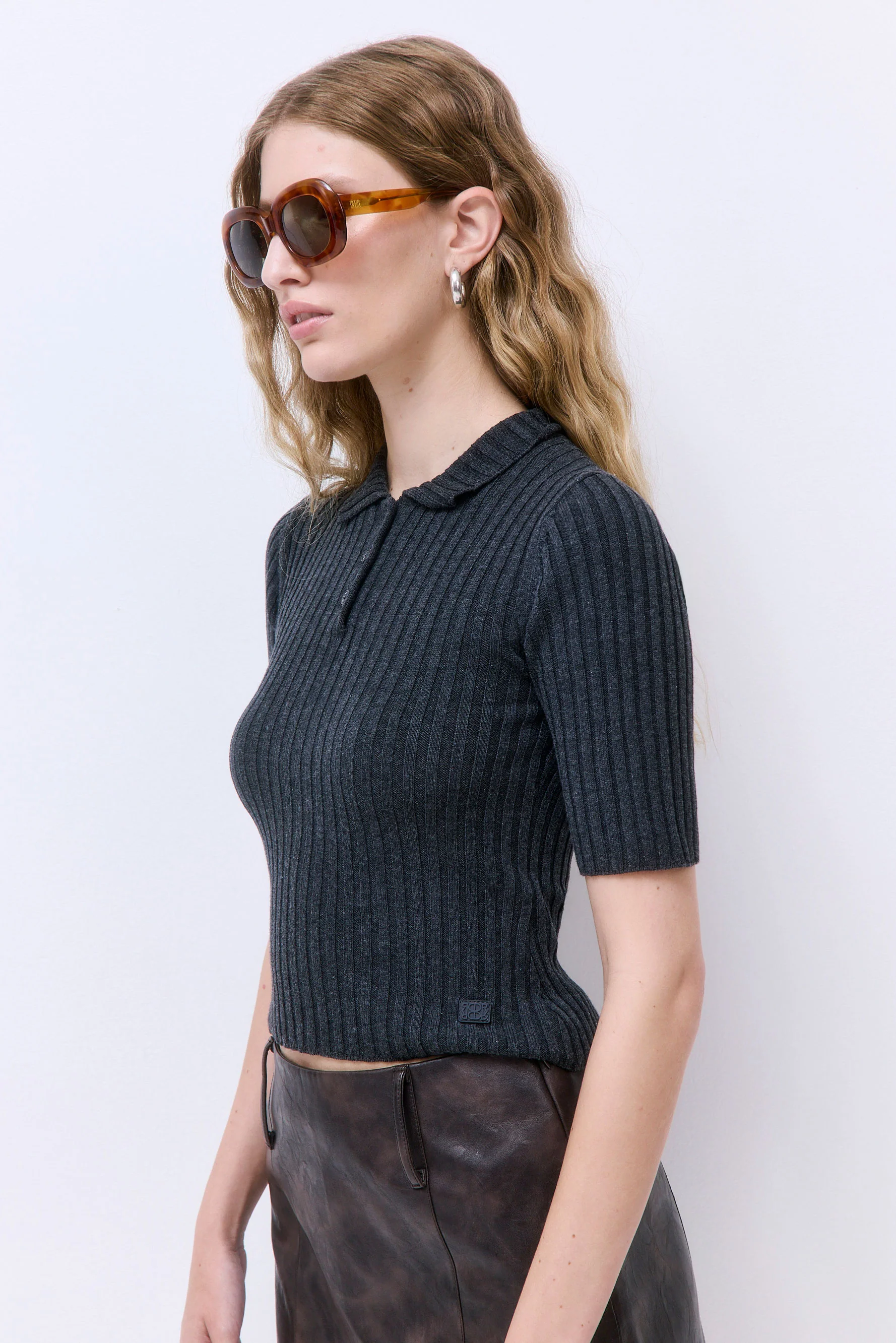 Mid Sleeved Rib Polo - Image 5