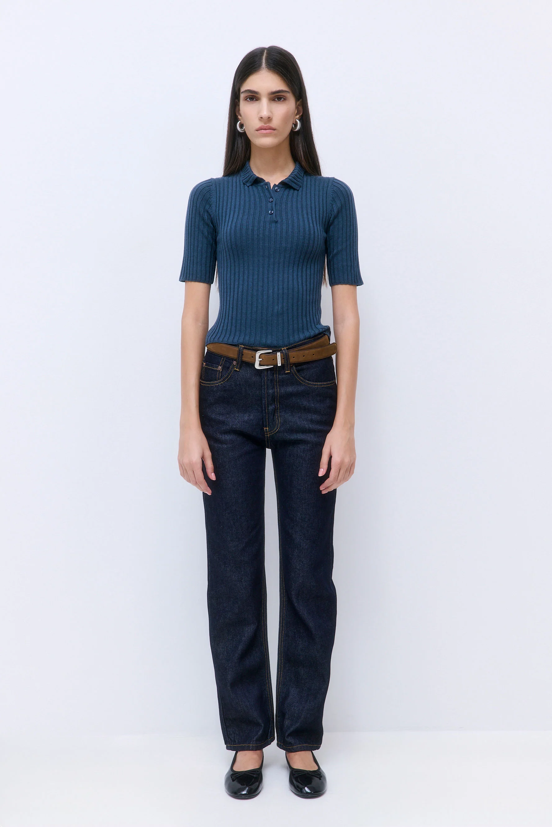 Mid Sleeved Rib Polo - Image 2