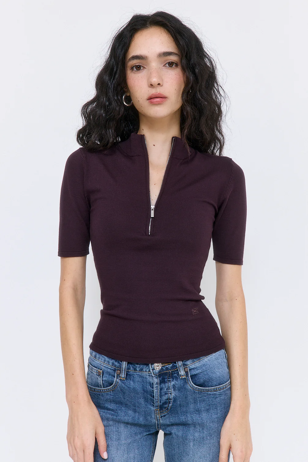 Mid Sleeved Zipper Knit