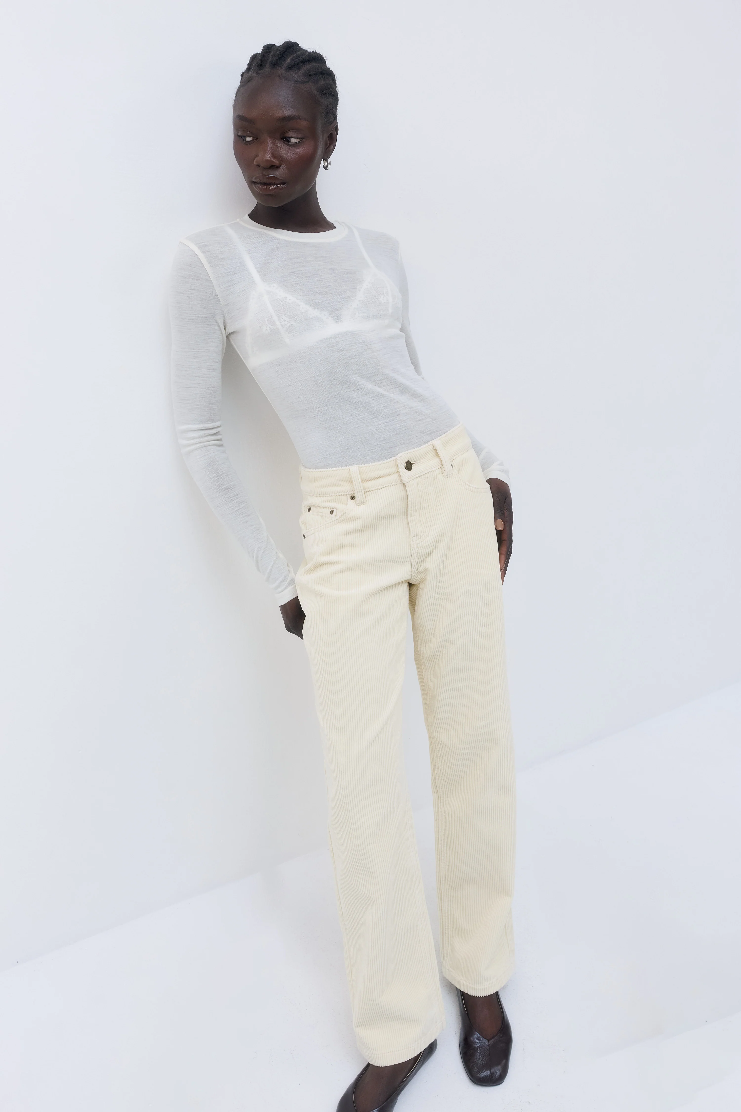 Mid Waist Corduroy Pants - Image 3