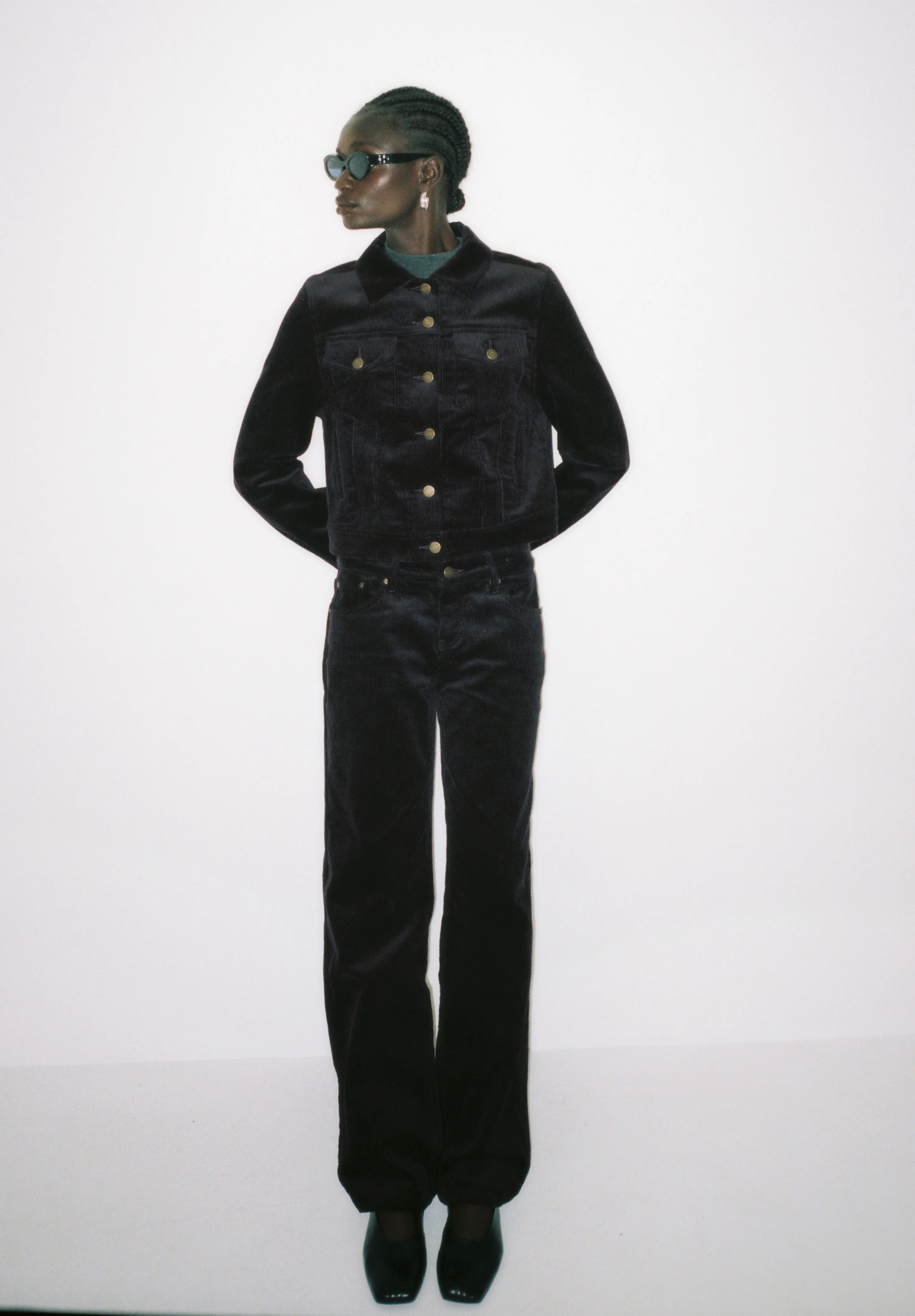 Mid Waist Corduroy Pants