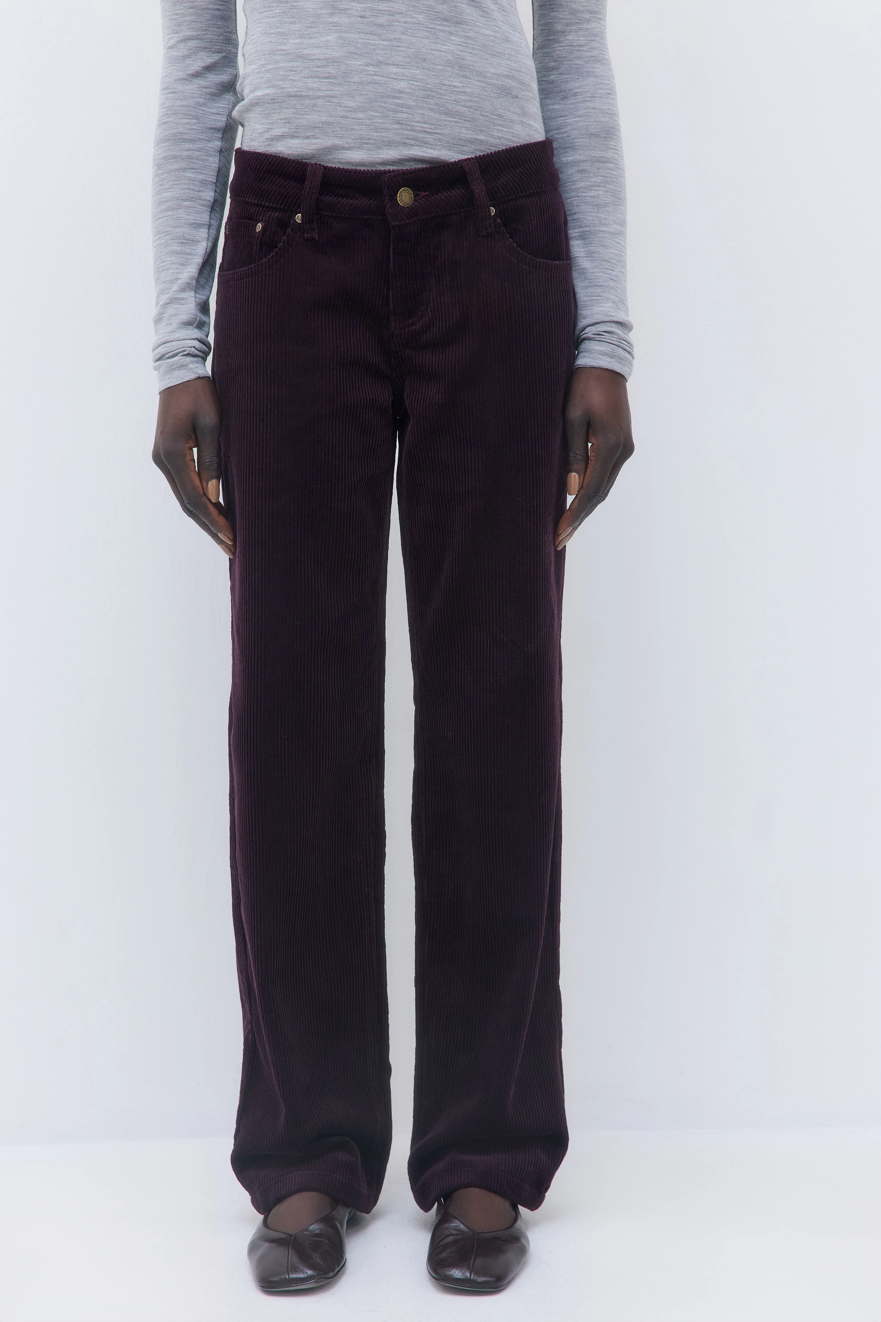 Mid Waist Corduroy Pants - Image 2