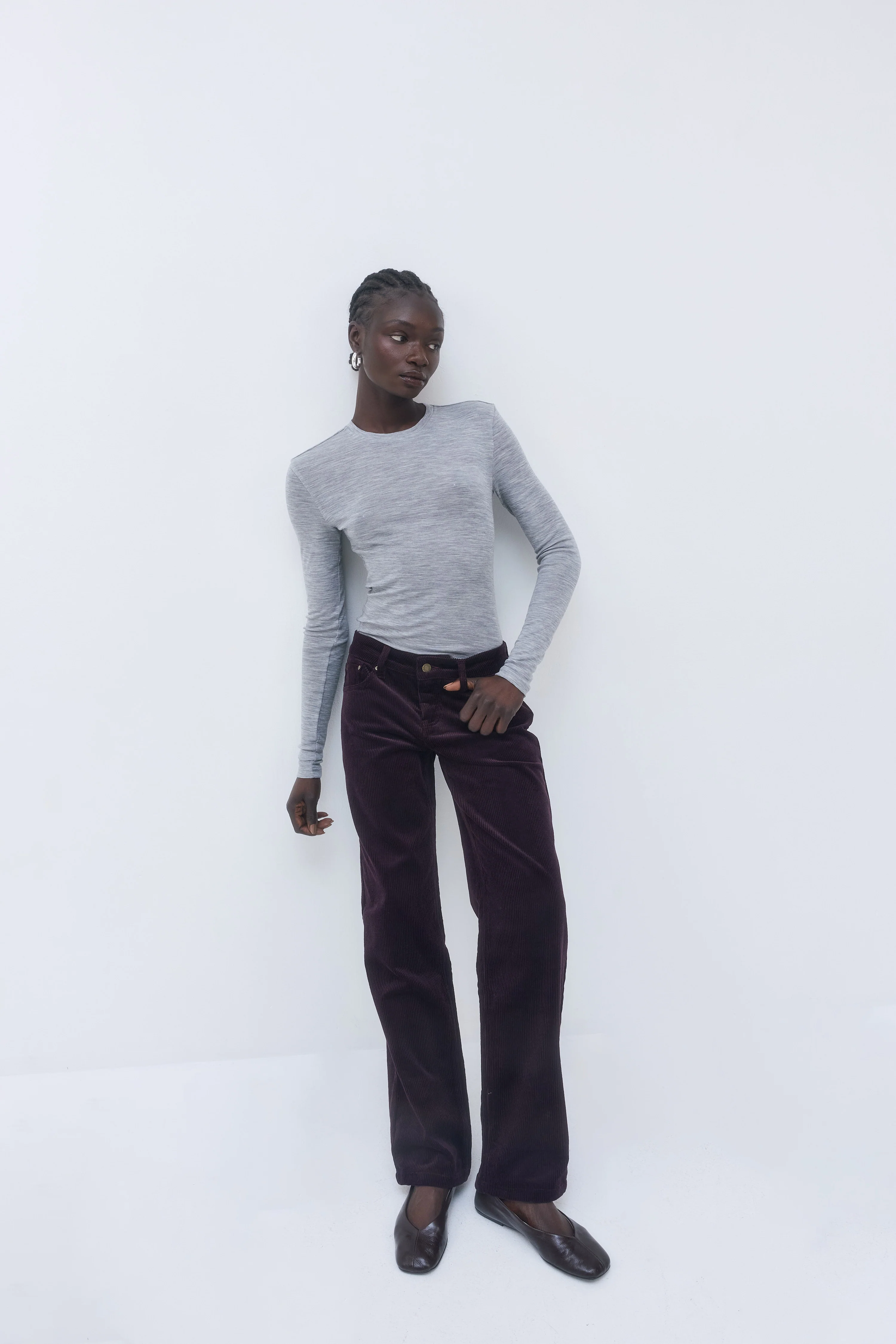 Mid Waist Corduroy Pants - Image 4