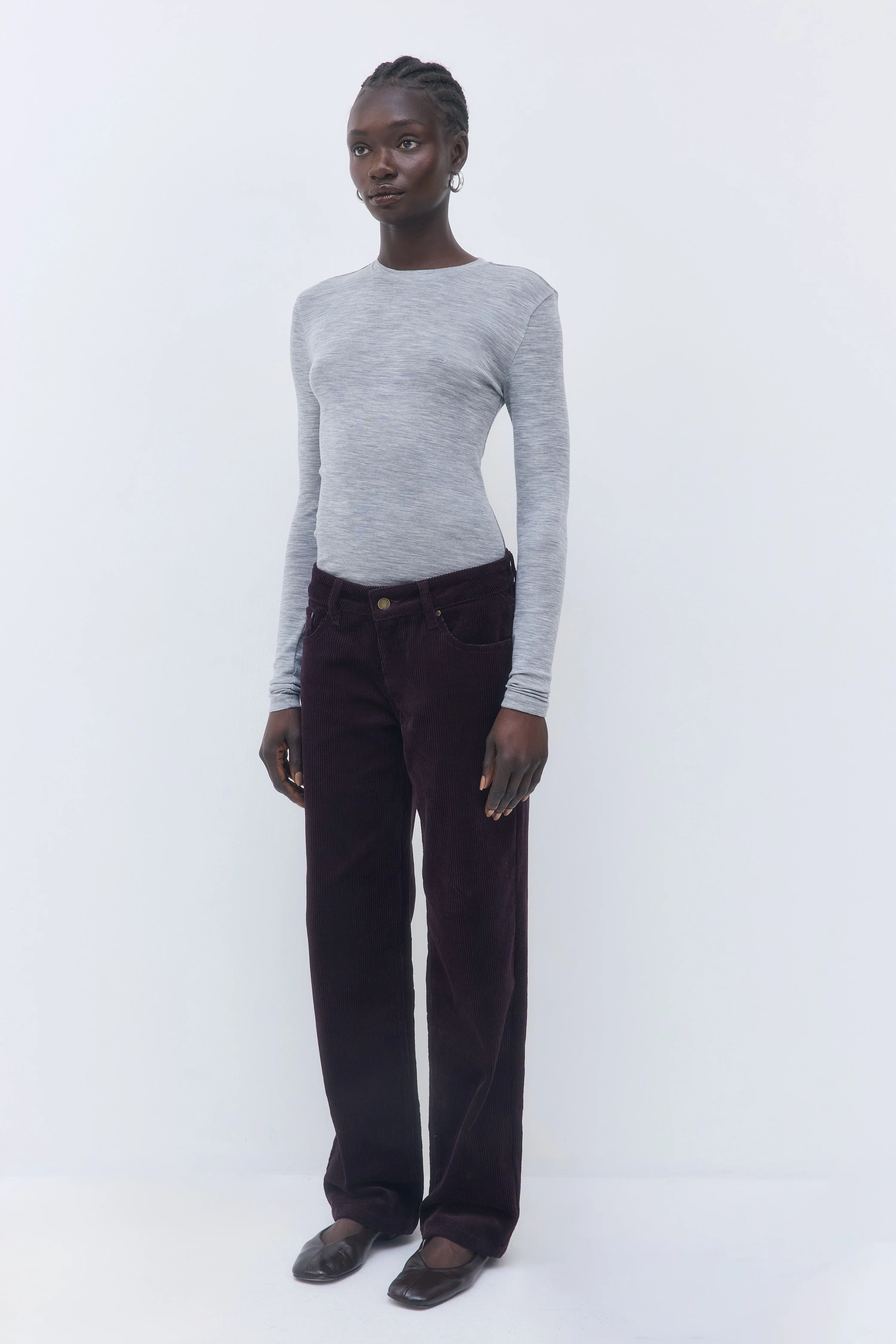 Mid Waist Corduroy Pants - Image 5