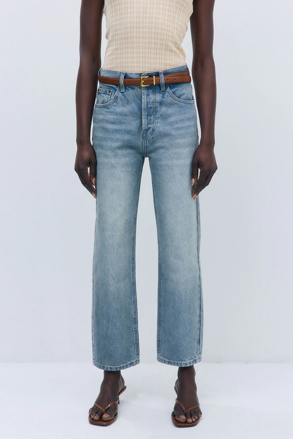 No.5| High Waist Straight Cropped Denim - Image 2