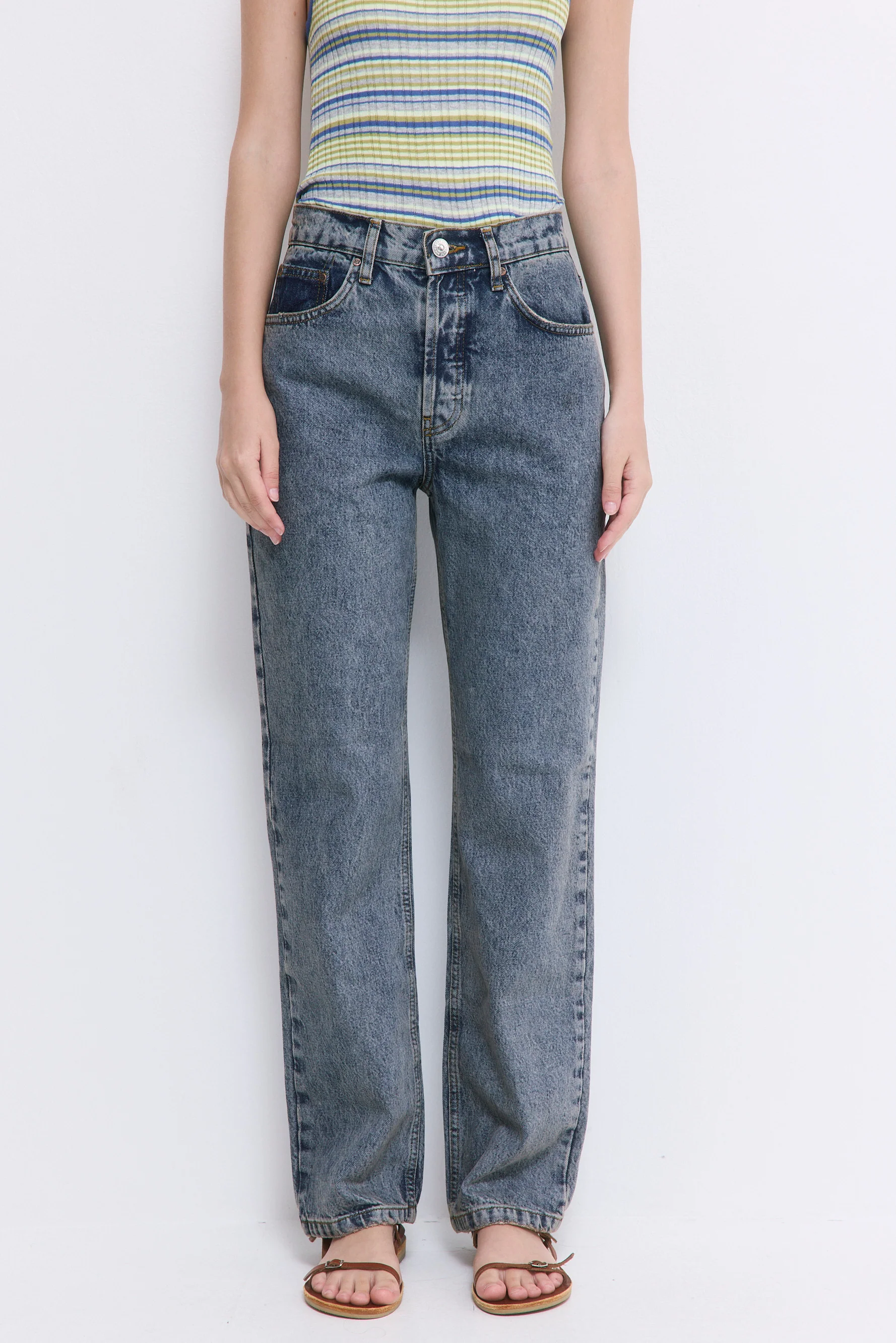 No.6| High Waisted Straight Full Length Denim - Image 2