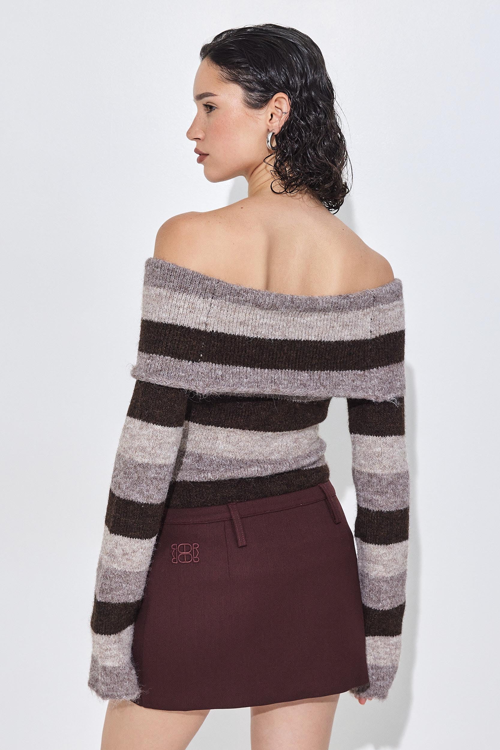 Off Shoulder Fuzzy Sweater - Image 5