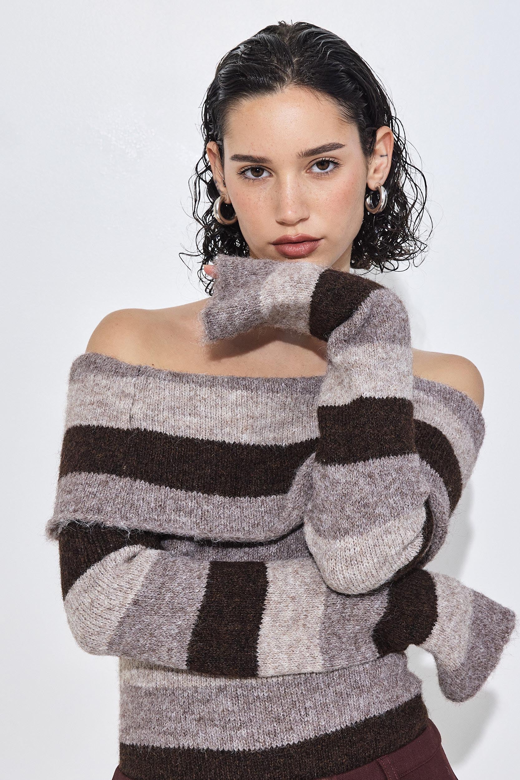 Off Shoulder Fuzzy Sweater - Image 7
