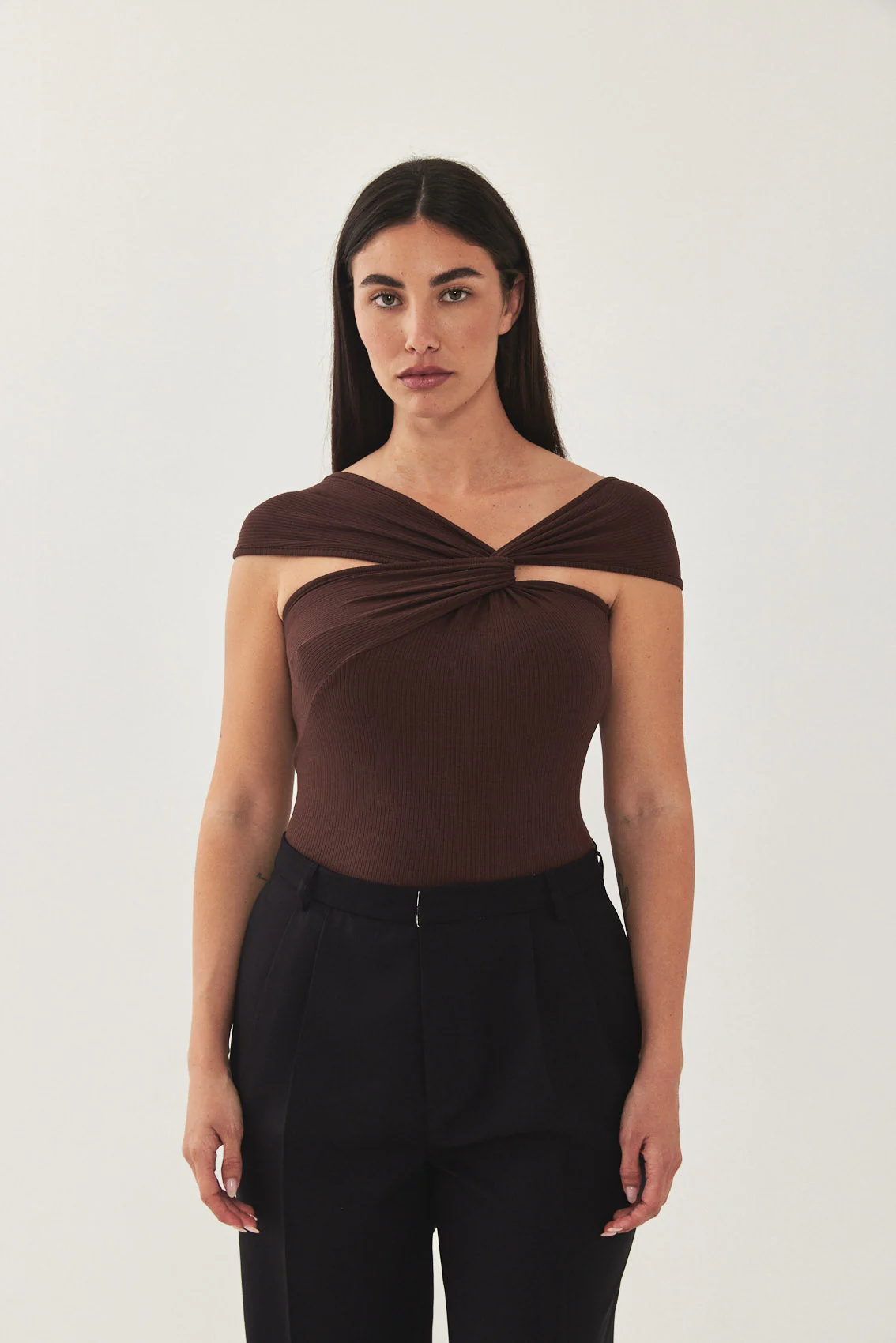 Off Shoulder Ribbed Tank Top