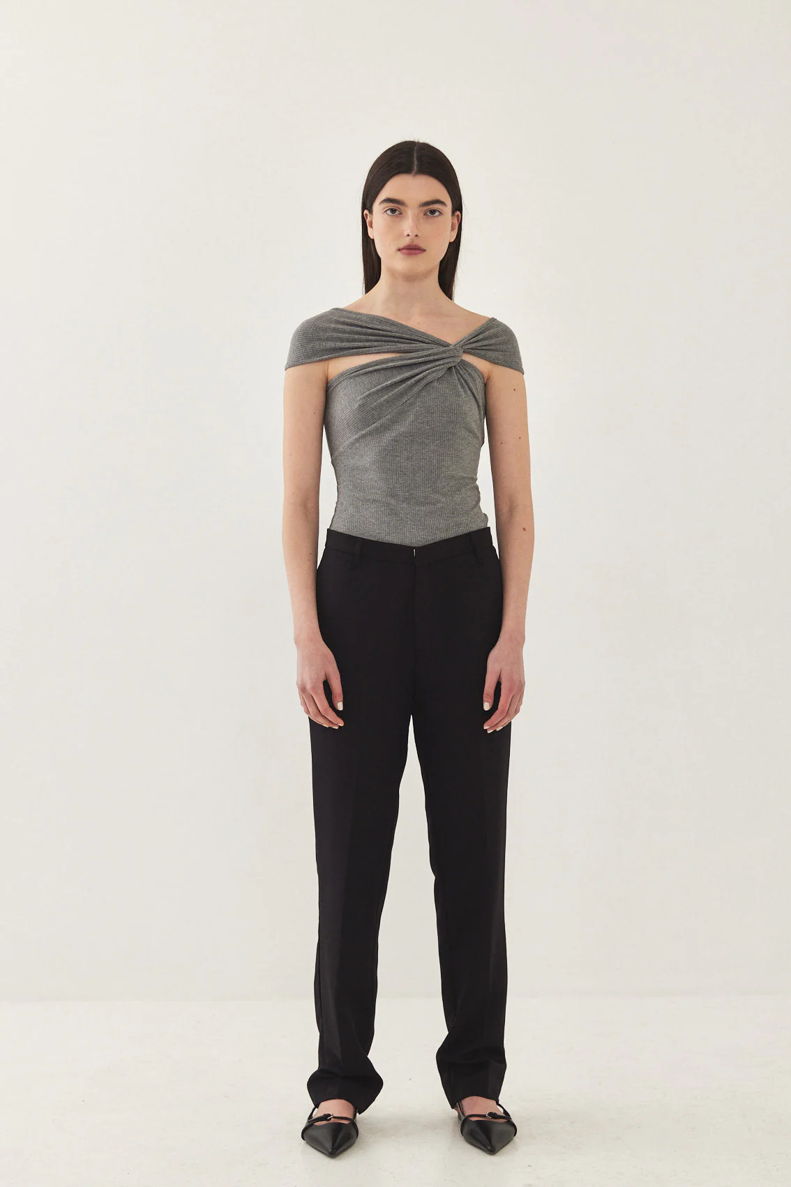 Off Shoulder Ribbed Tank Top - Image 2