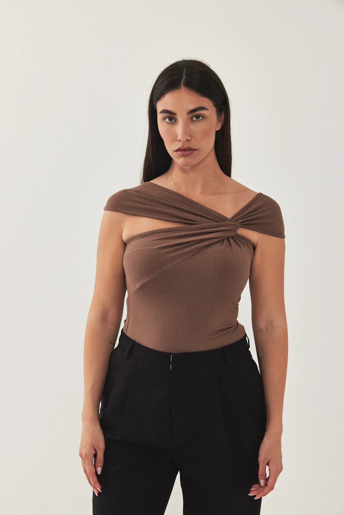 Off Shoulder Ribbed Tank Top