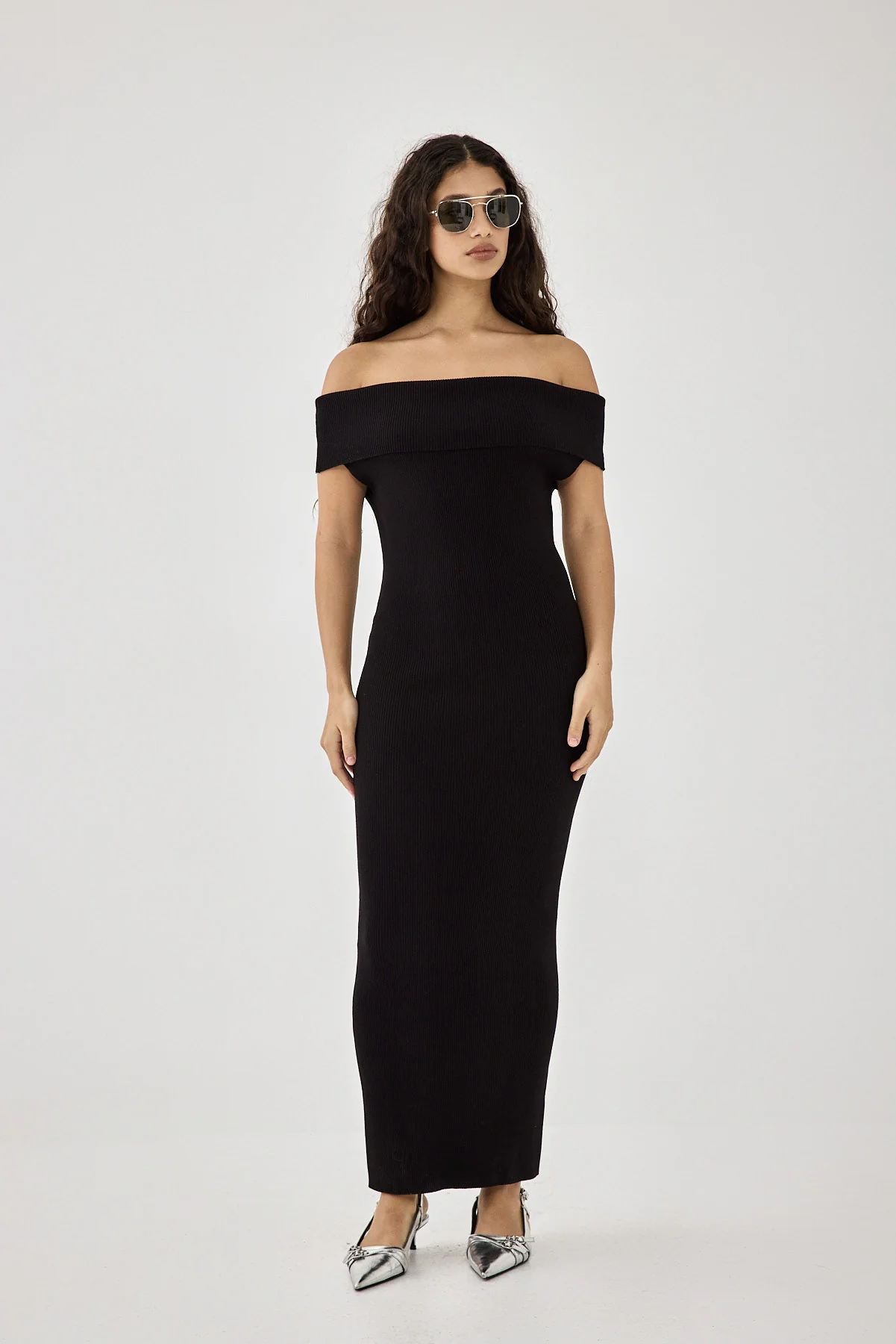 Off Shoulder Tight Ribbed Dress