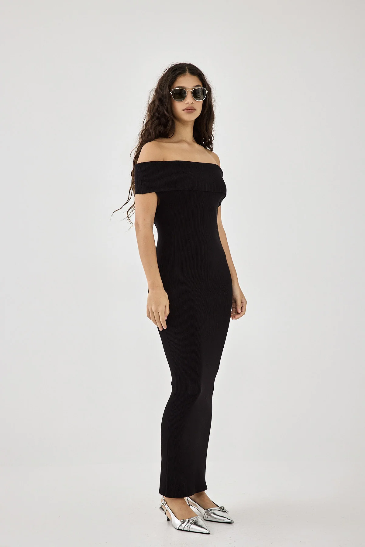 Off Shoulder Tight Ribbed Dress - Image 4