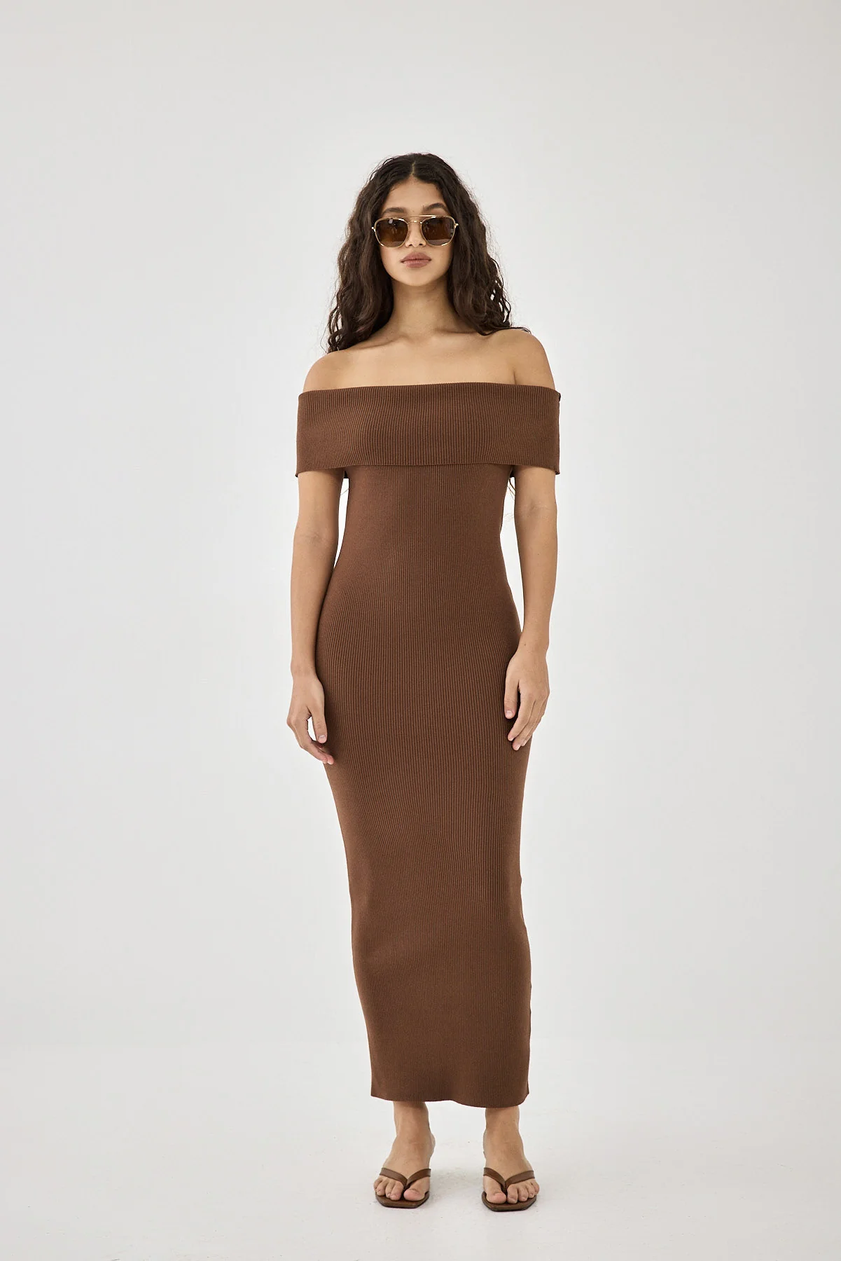 Off Shoulder Tight Ribbed Dress