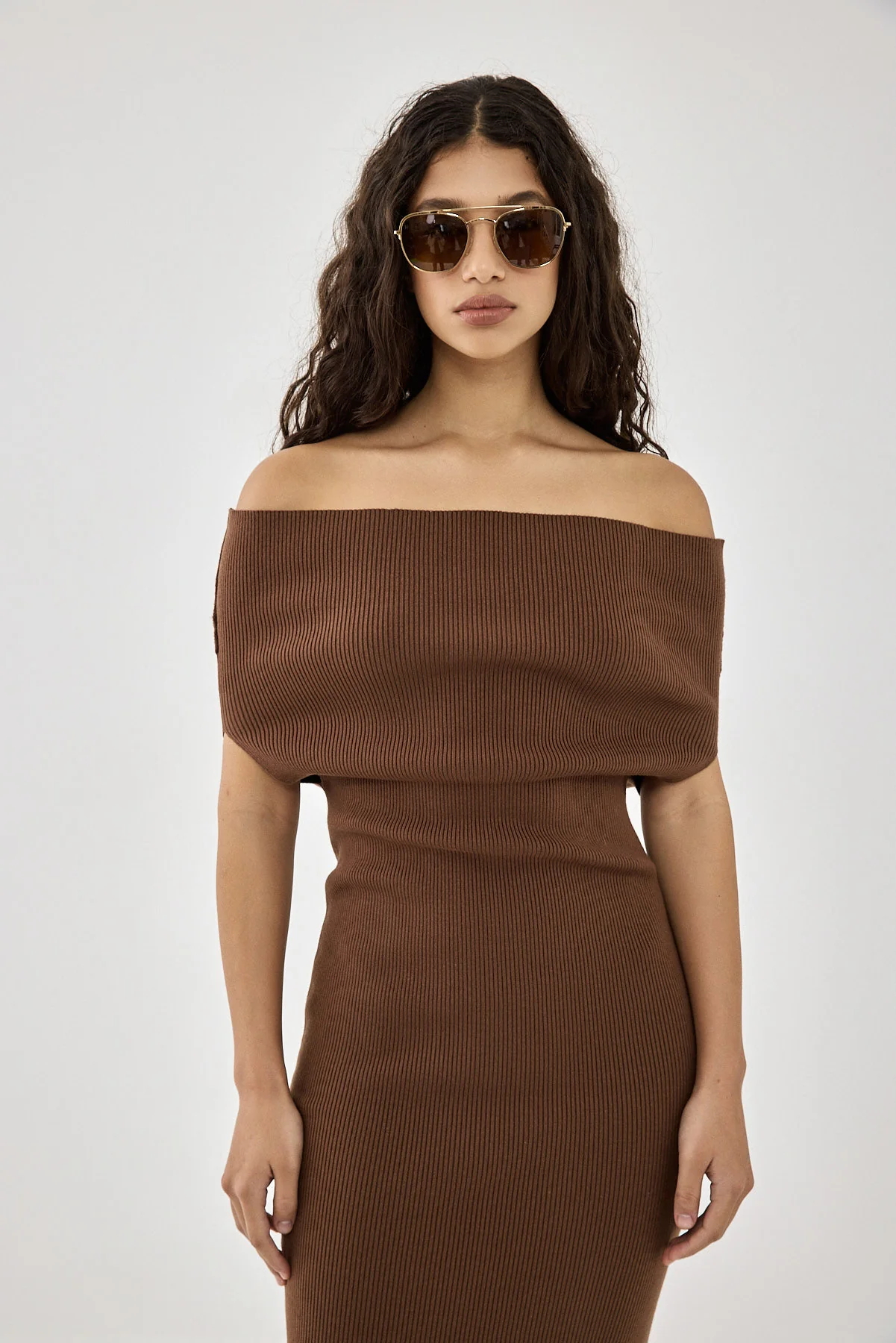 Off Shoulder Tight Ribbed Dress - Image 2