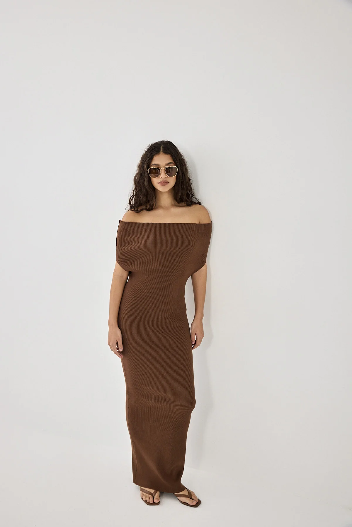 Off Shoulder Tight Ribbed Dress - Image 3